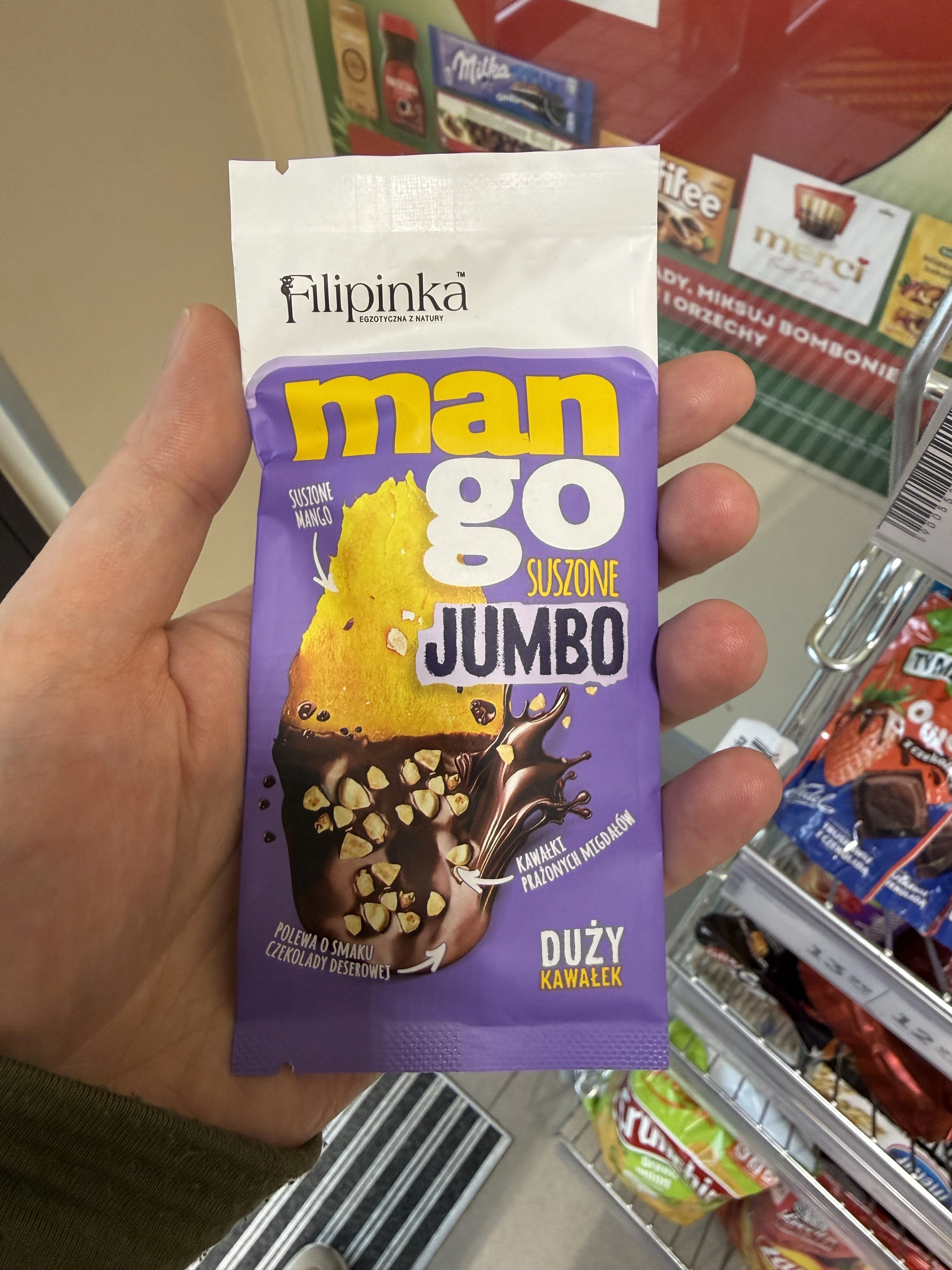 Filipinka Mango Jumbo Suszone w czekoladzie z migdałami | 19g