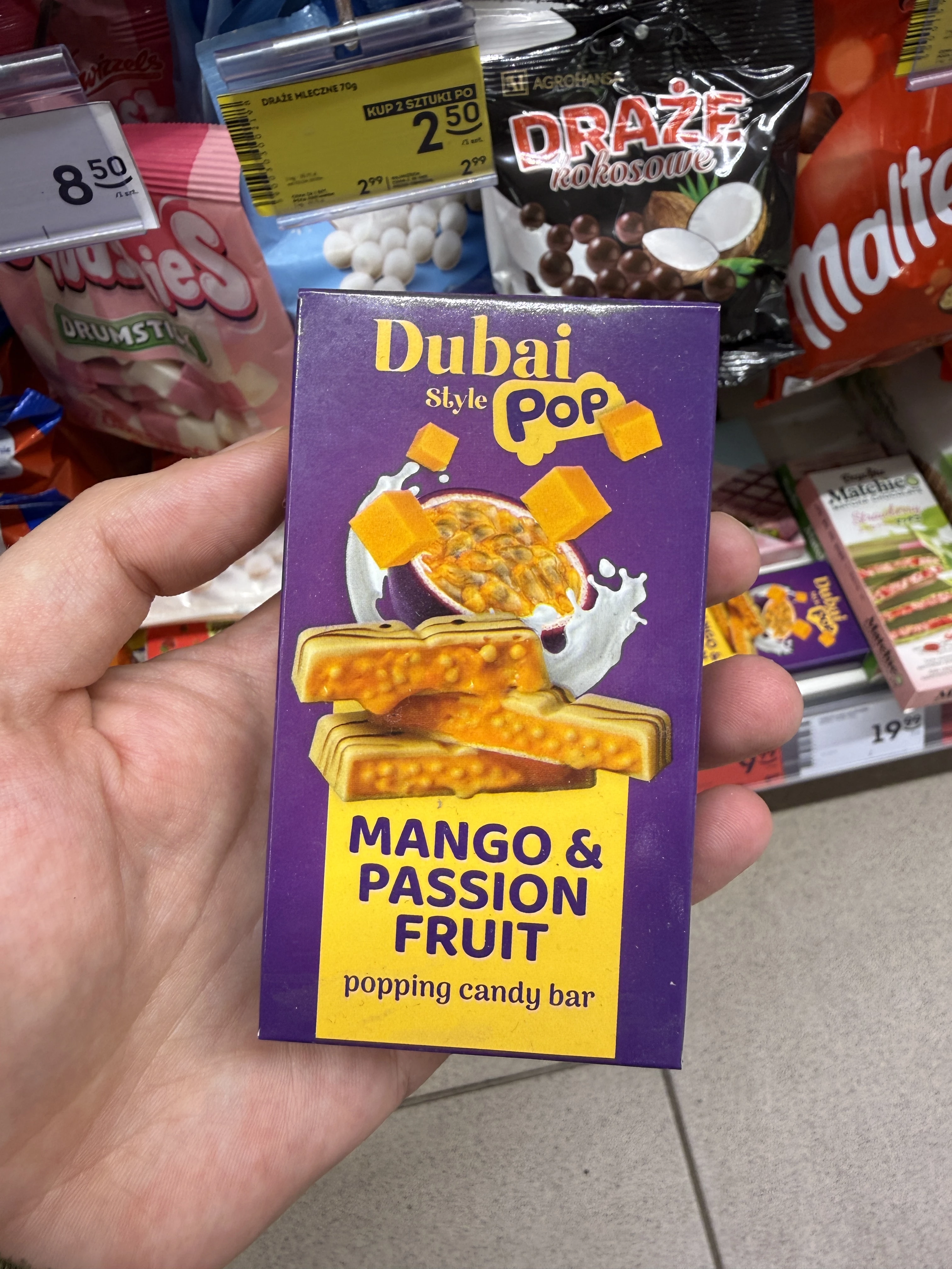 Dubai Style Pop Mango & Passion Fruit popping candy bar | 80g