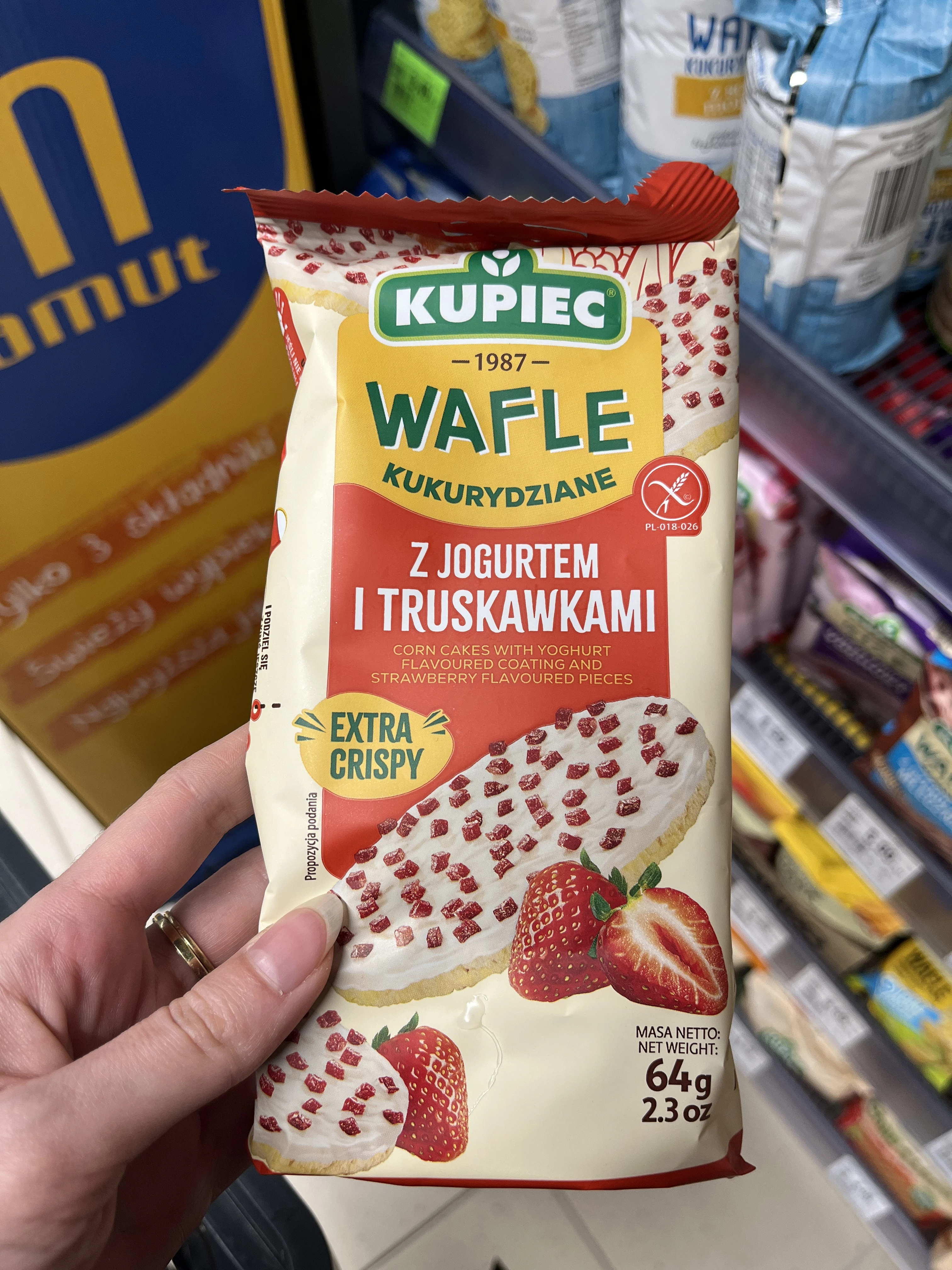 Kupiec Wafle kukurydziane jogurt/truskawka | 64g