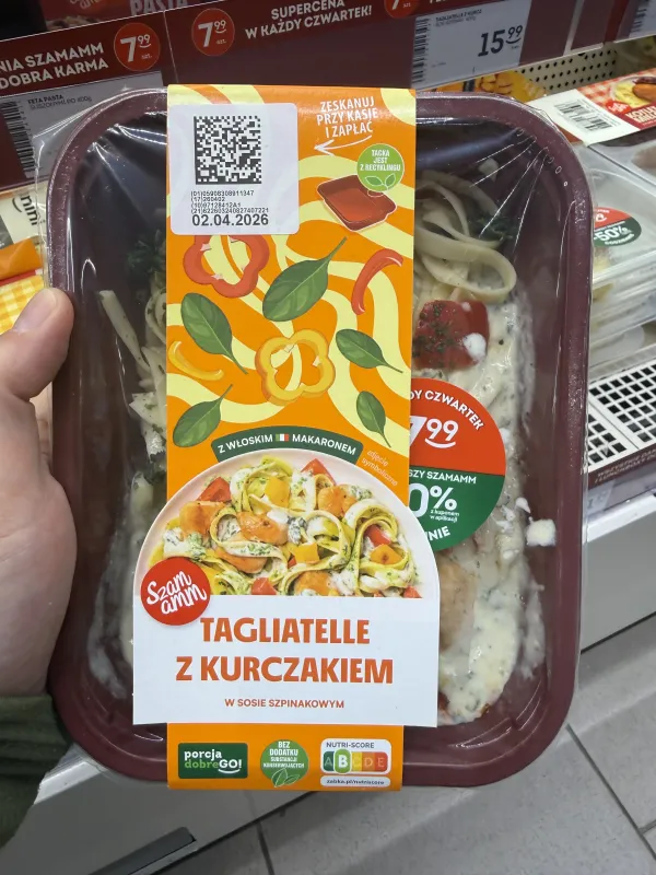 Szamamm Tagliatelle z kurczakiem w sosie szpinakowym | 400g