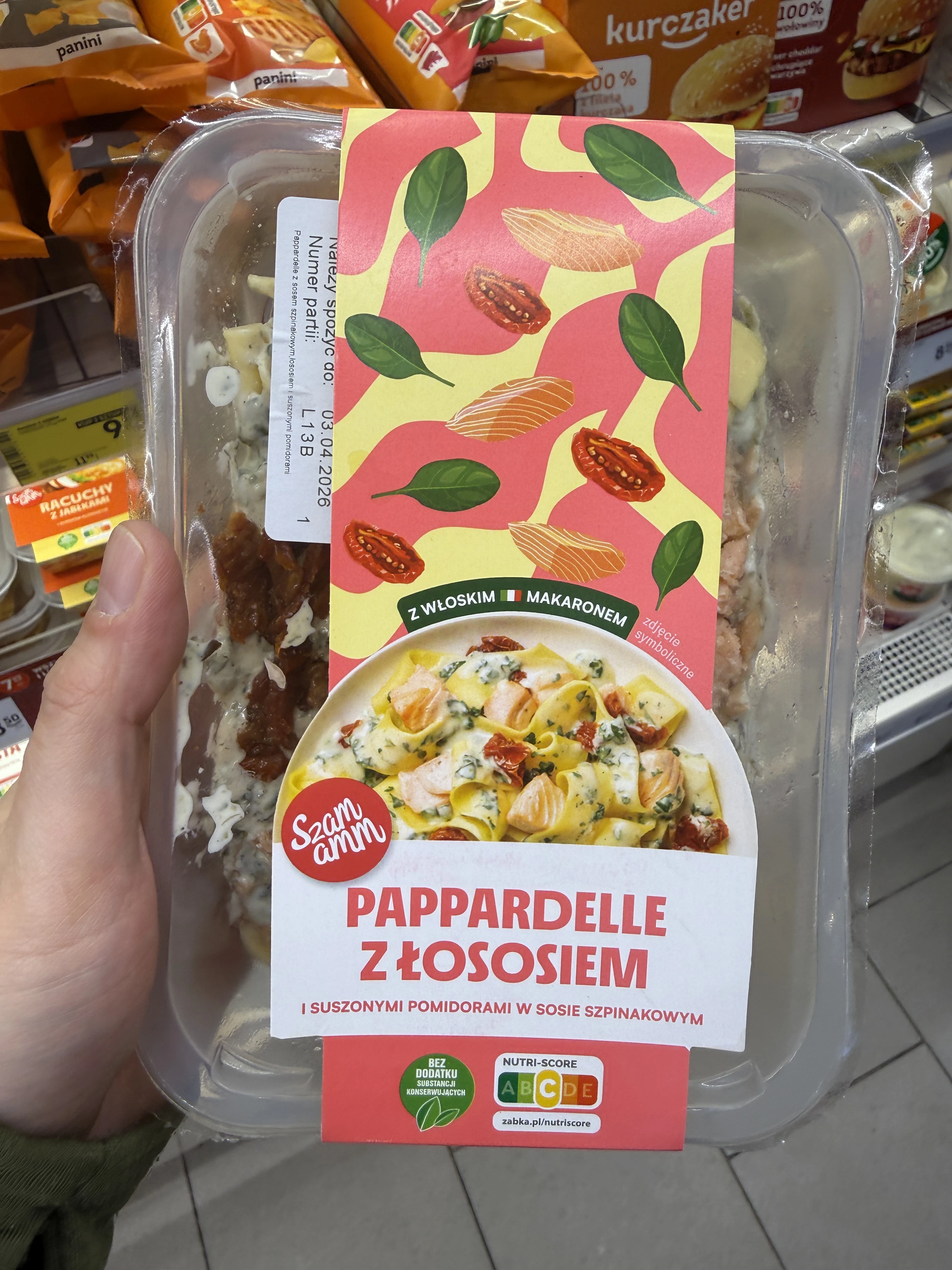 Szamamm Pappardelle z łososiem i suszonymi pomidorami w sosie szpinakowym | 400g