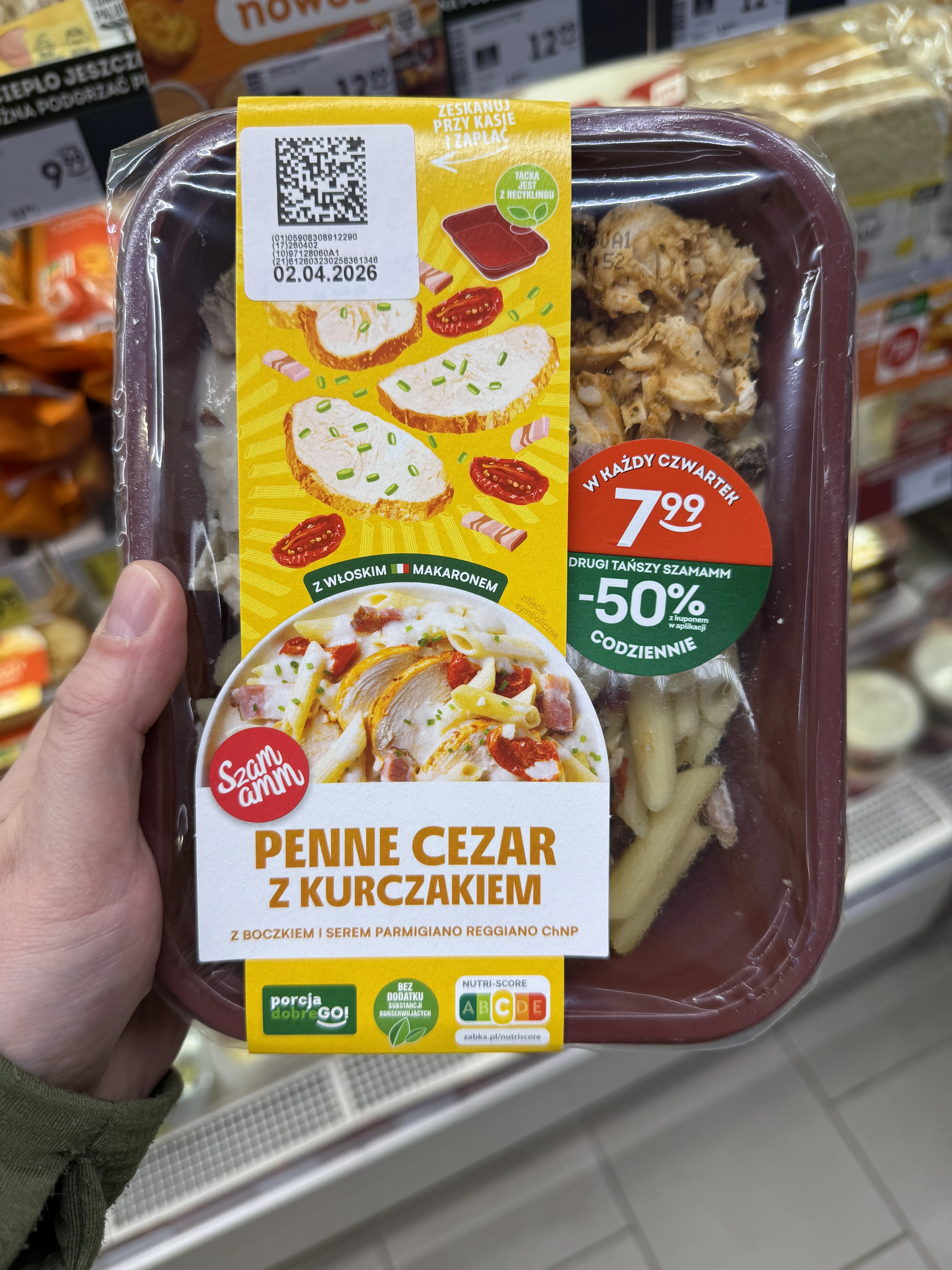 Penne Cezar z kurczakiem, z boczkiem i serem Parmigiano Reggiano ChNP | 400g
