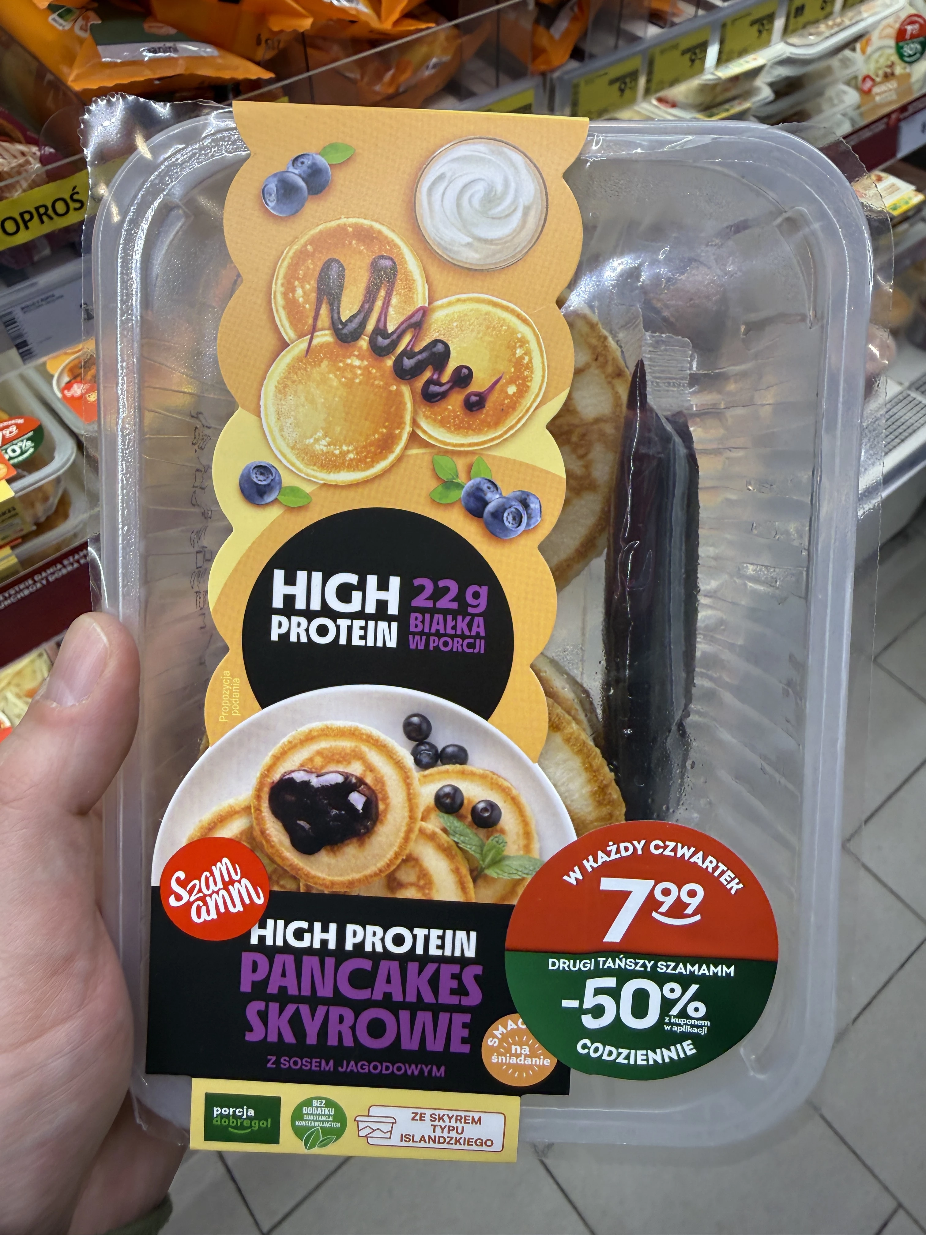 High Protein Pancakes Skyrowe z sosem jagodowym | 180g
