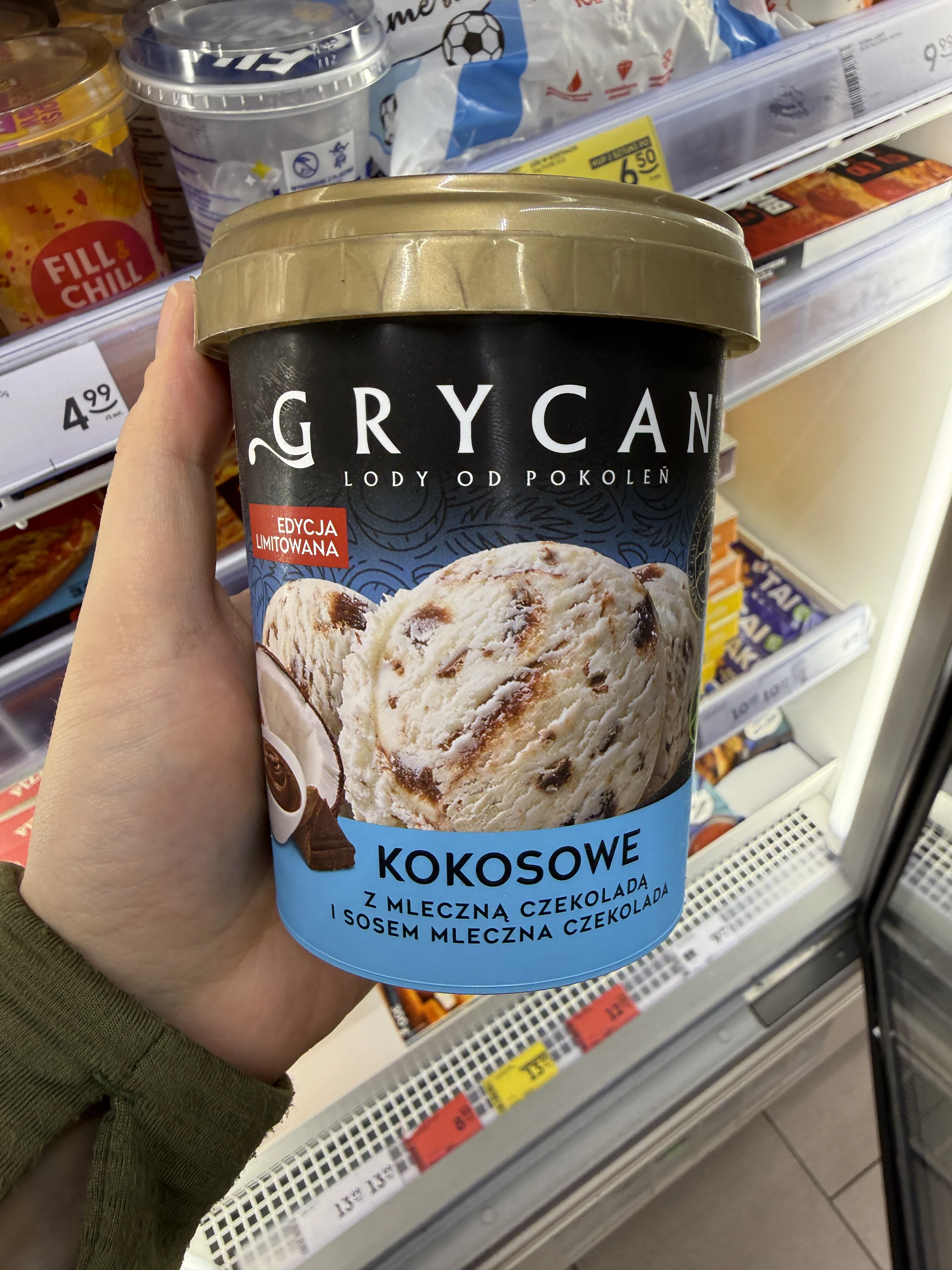 Grycan Lody Kokosowe z mleczną czekoladą i sosem mleczna czekolada | 280g / 480ml