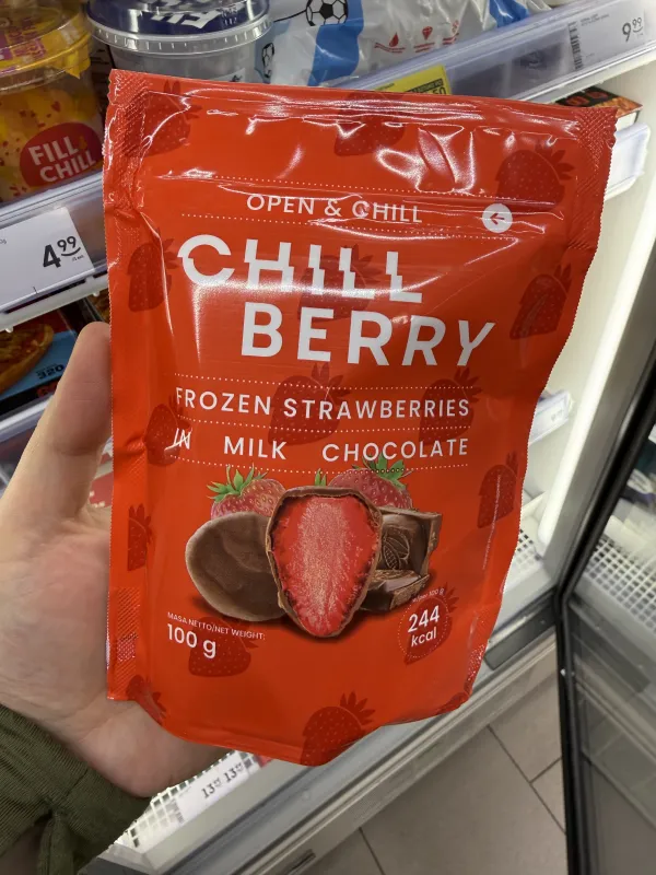 Chillberry Mrożone truskawki w mlecznej czekoladzie | 100g