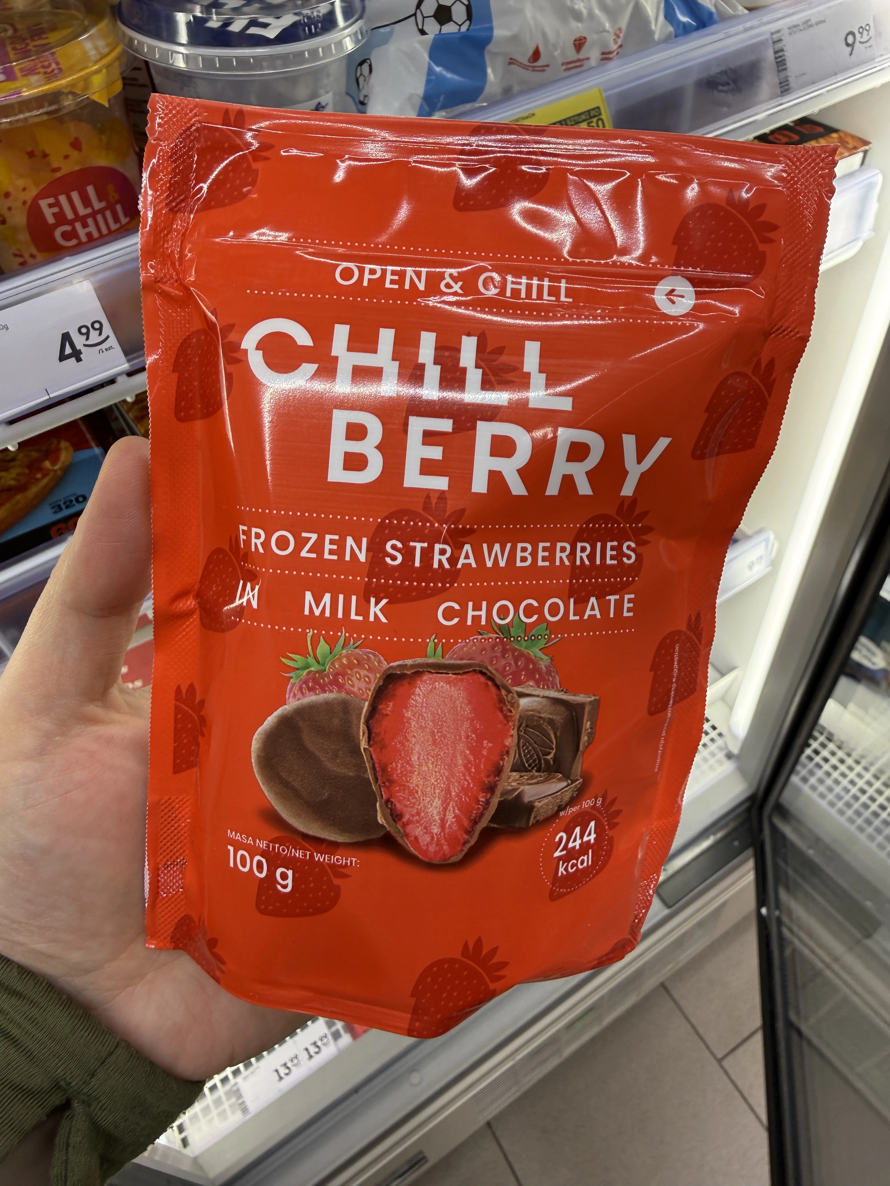 Chillberry Mrożone truskawki w mlecznej czekoladzie | 100g