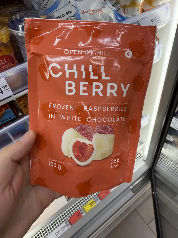 Chillberry mrożone maliny w białej czekoladzie | 100g