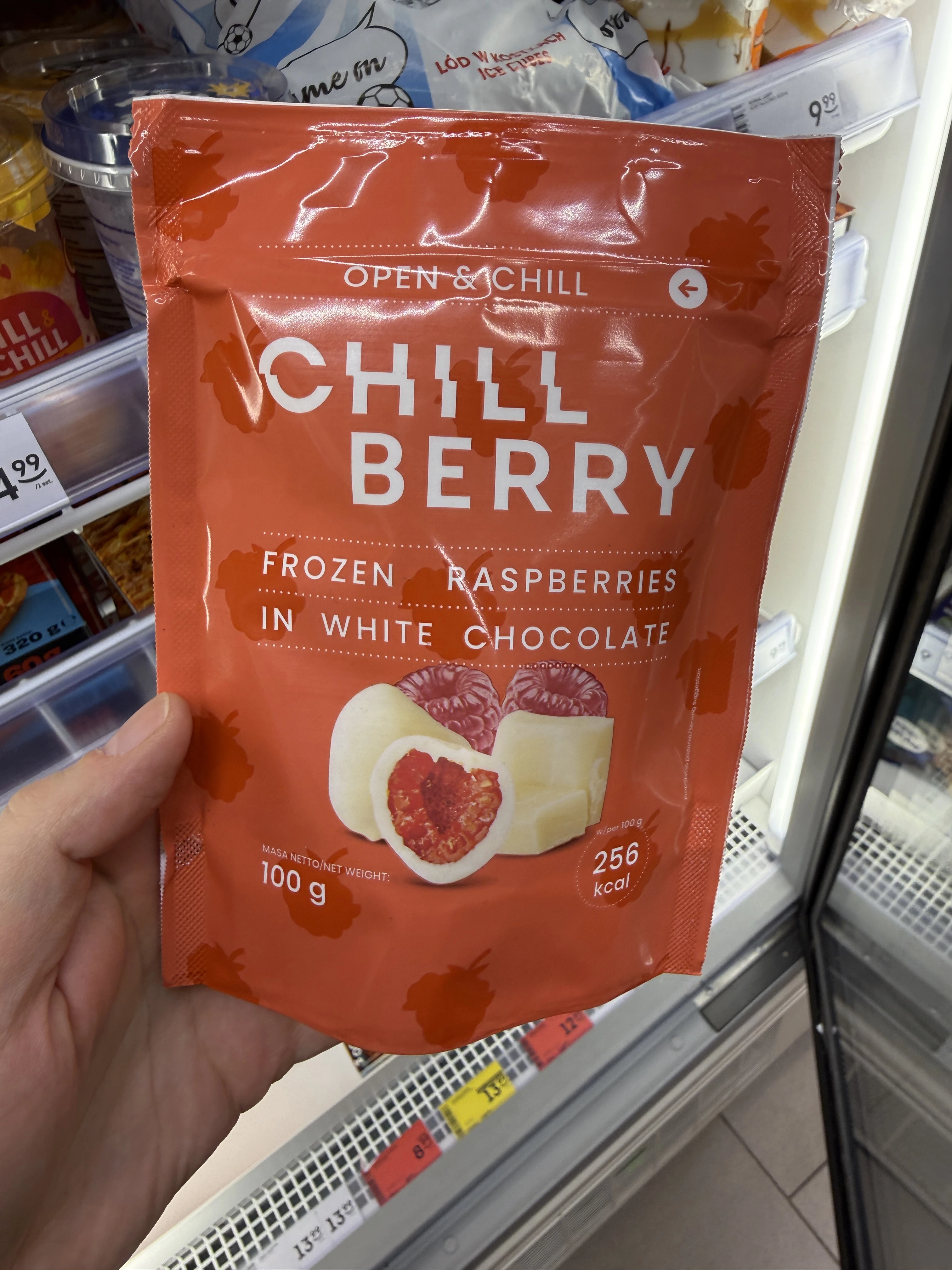 Chillberry mrożone maliny w białej czekoladzie | 100g