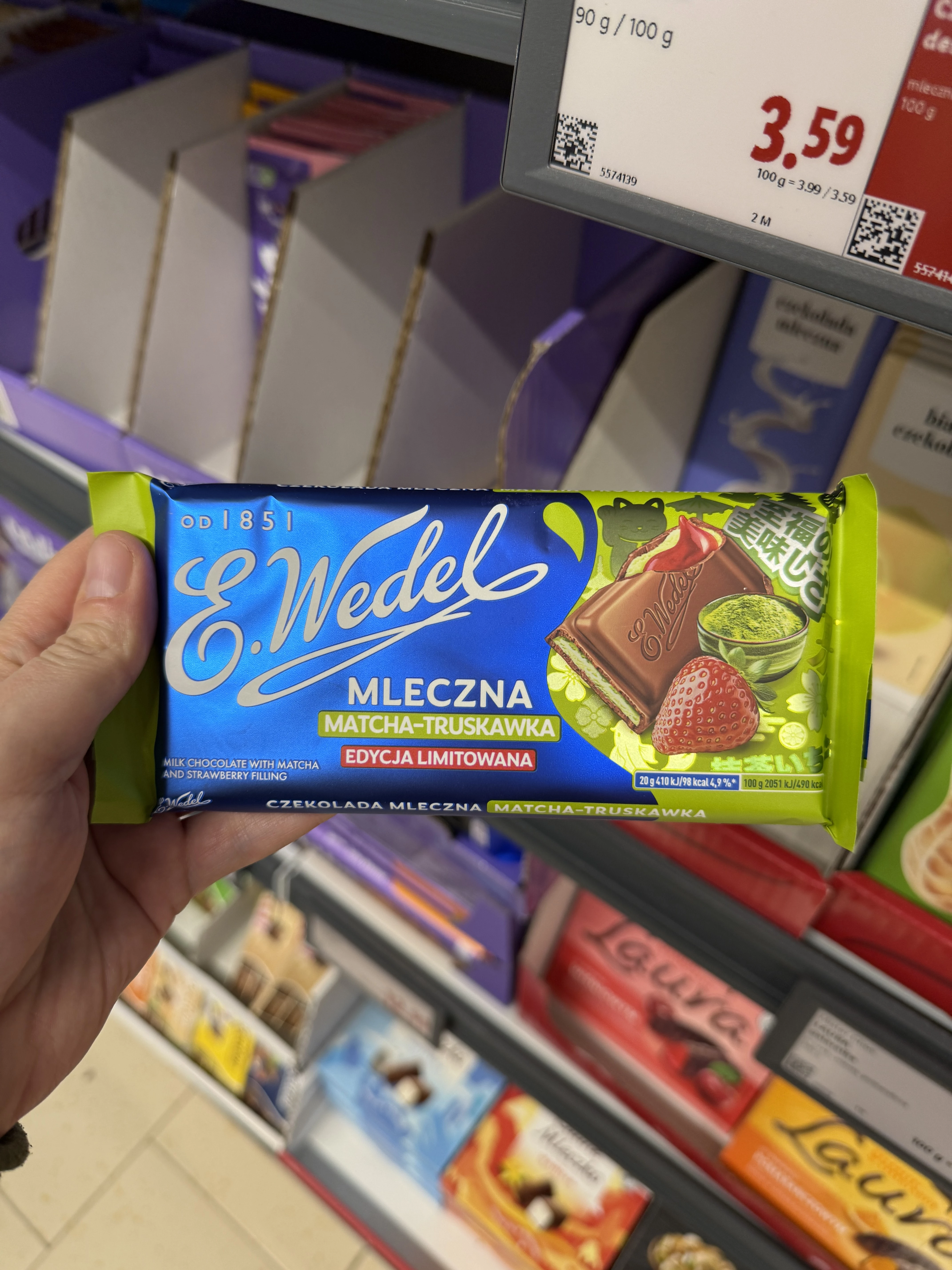 Wedel Czekolada mleczna Matcha-Truskawka | 100g