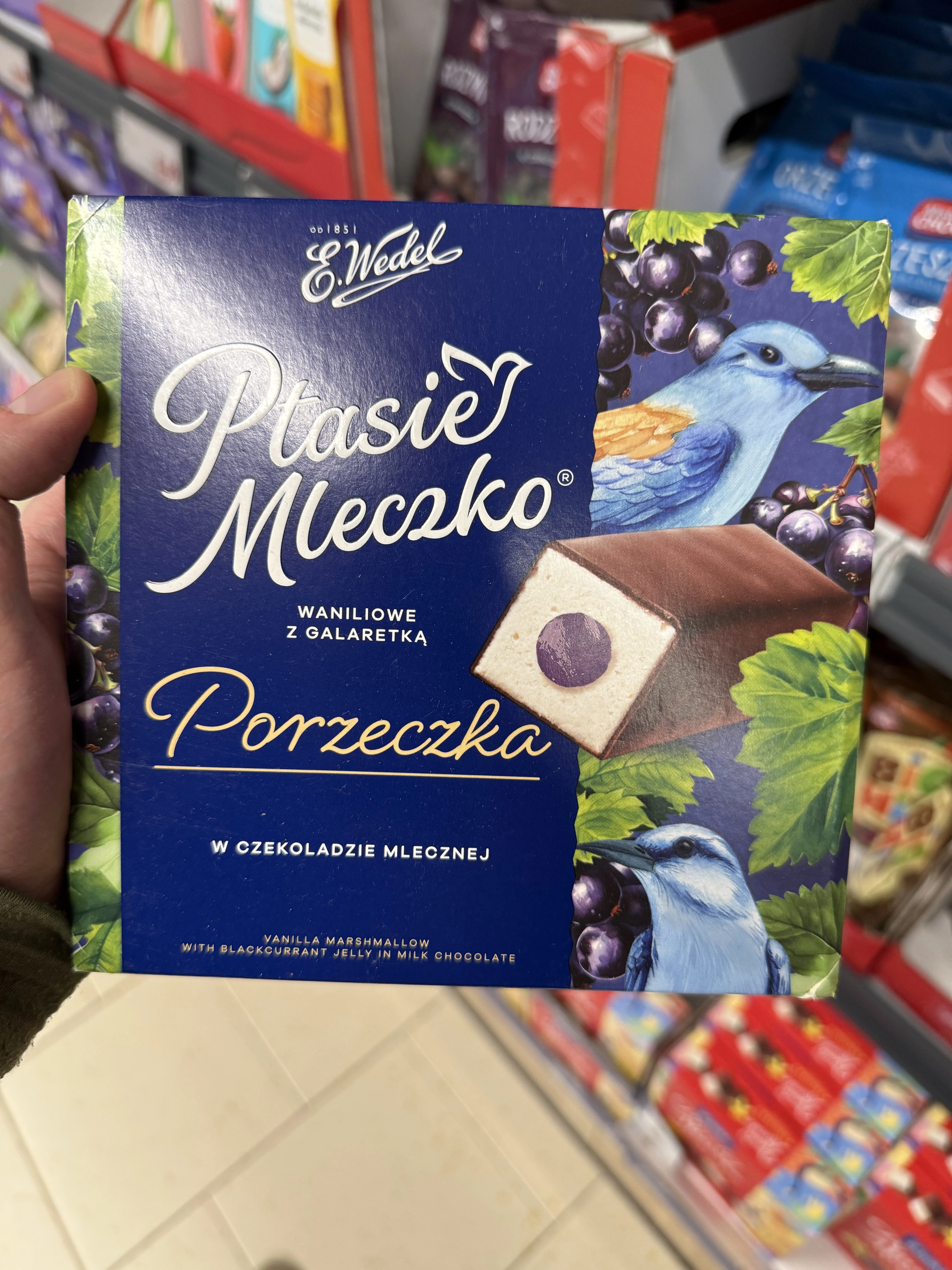Wedel Ptasie Mleczko waniliowe z galaretką porzeczka w czekoladzie mlecznej | 340g