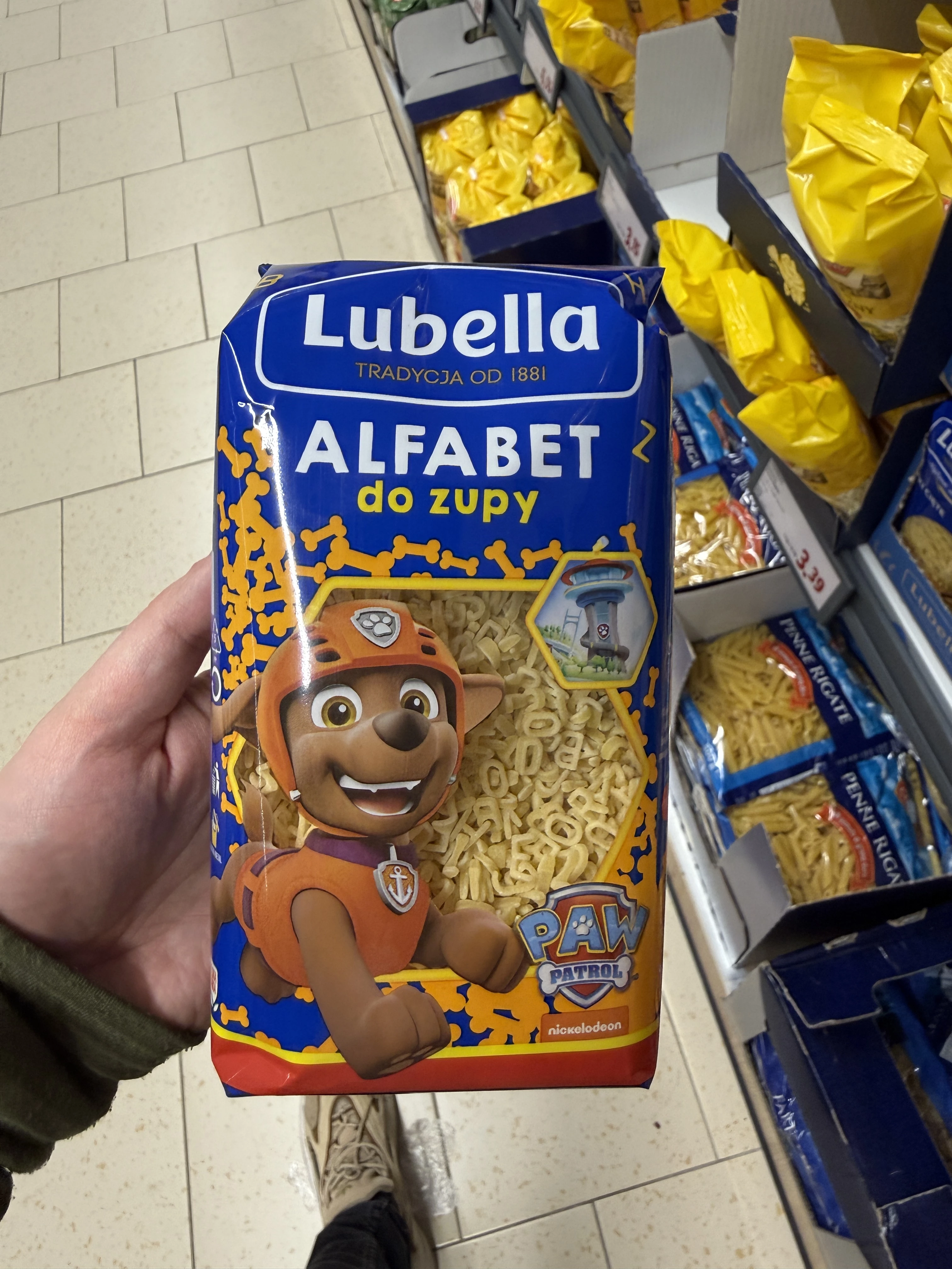 Lubella Makaron dla dzieci Psi Patrol – Alfabet do zupy | 350g