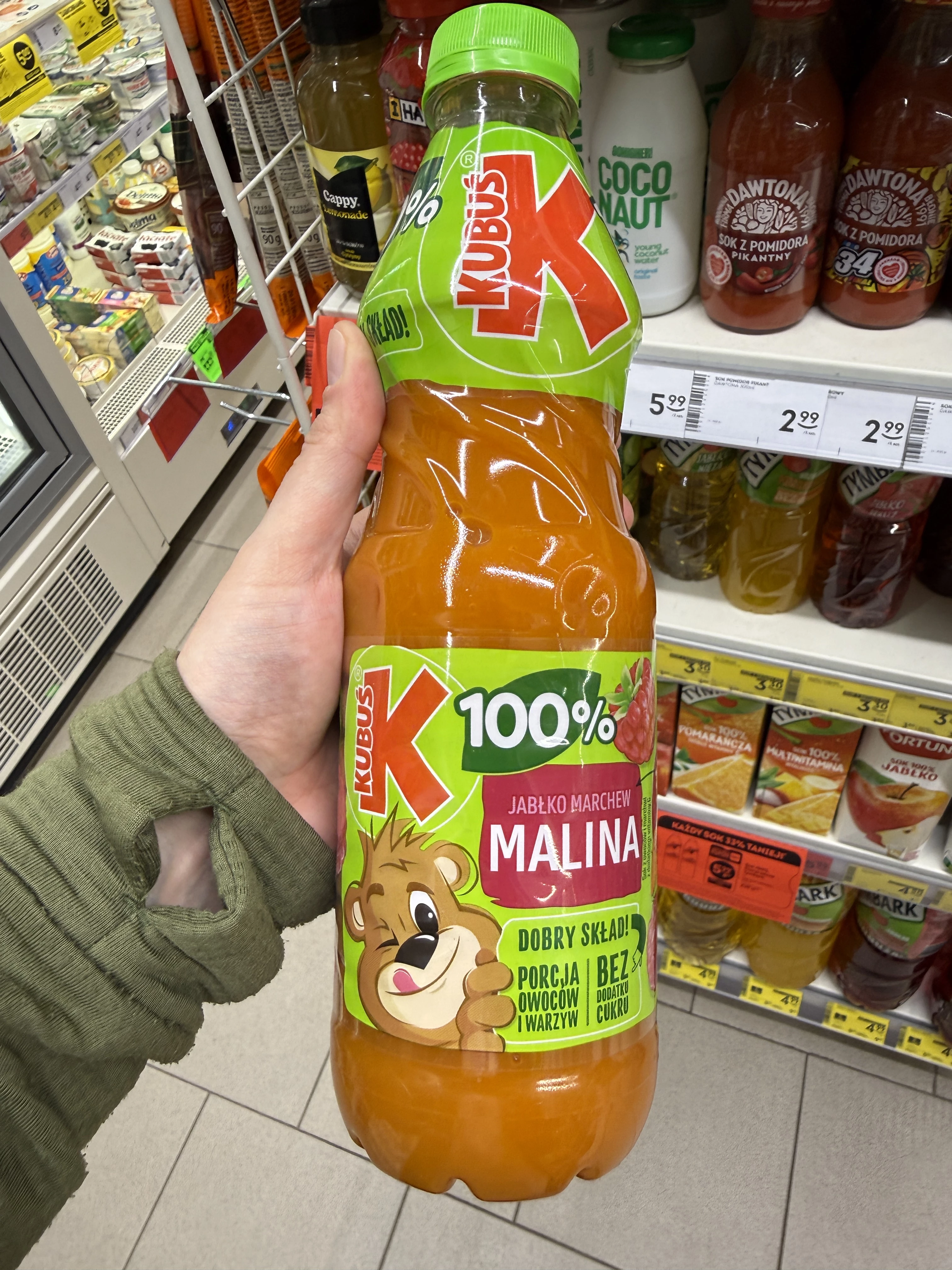 Kubuś 100% Sok jabłko marchew malina | 850ml