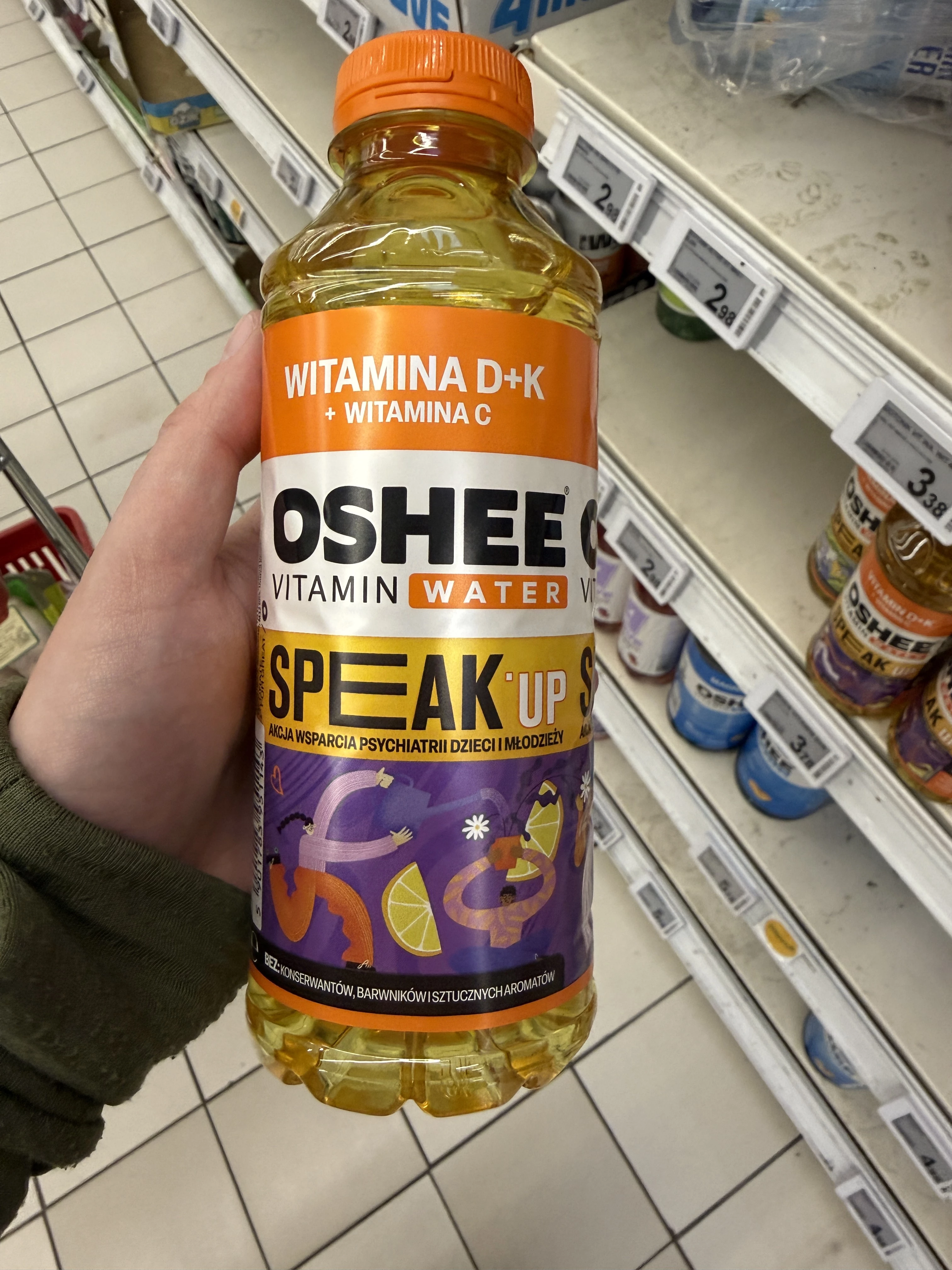 OSHEE Vitamin Water Speak’Up Witamina D+K cytryna-limonka | 555ml