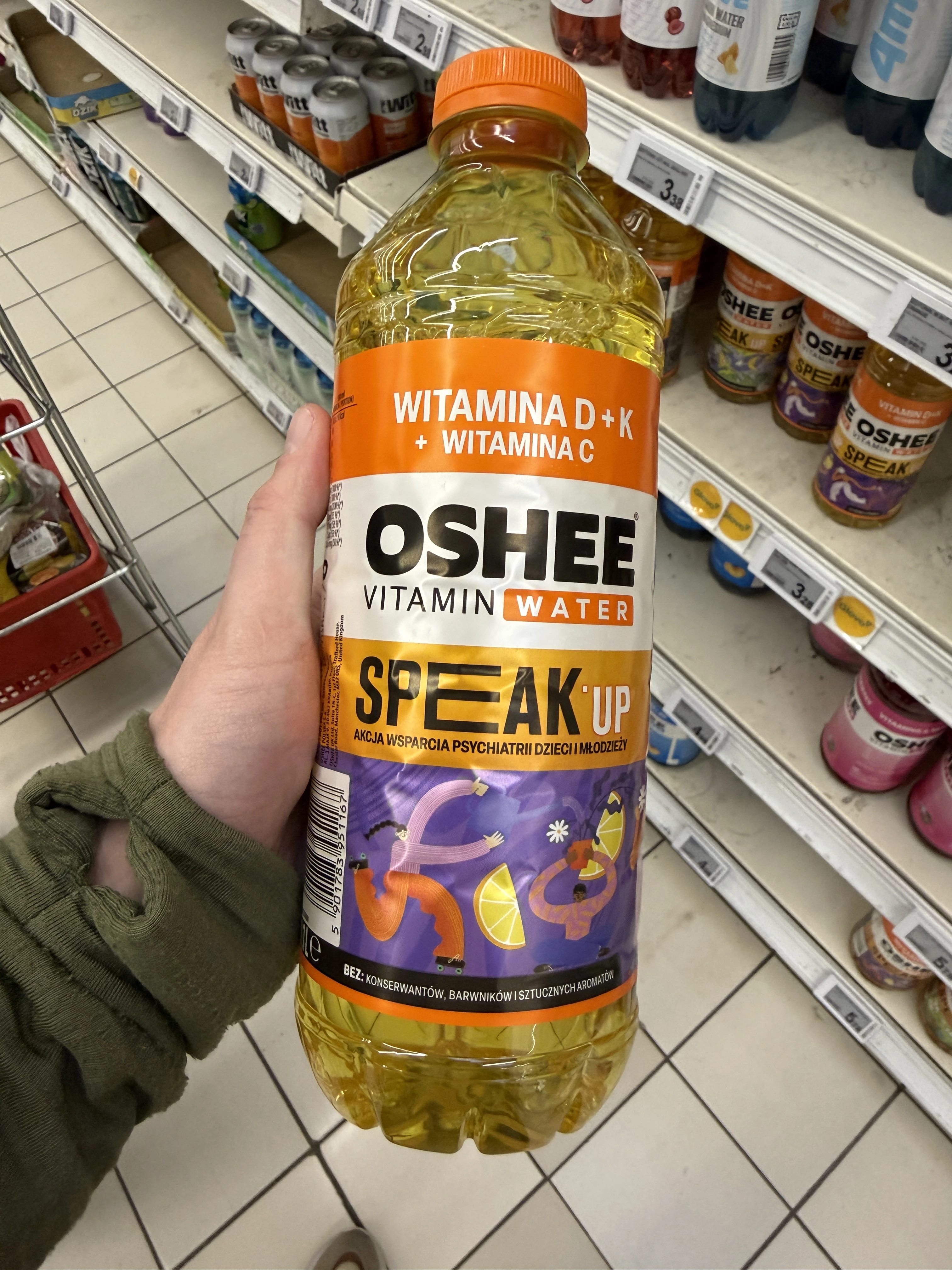 OSHEE Vitamin Water D+K Speak Up cytryna-limonka | 1100ml