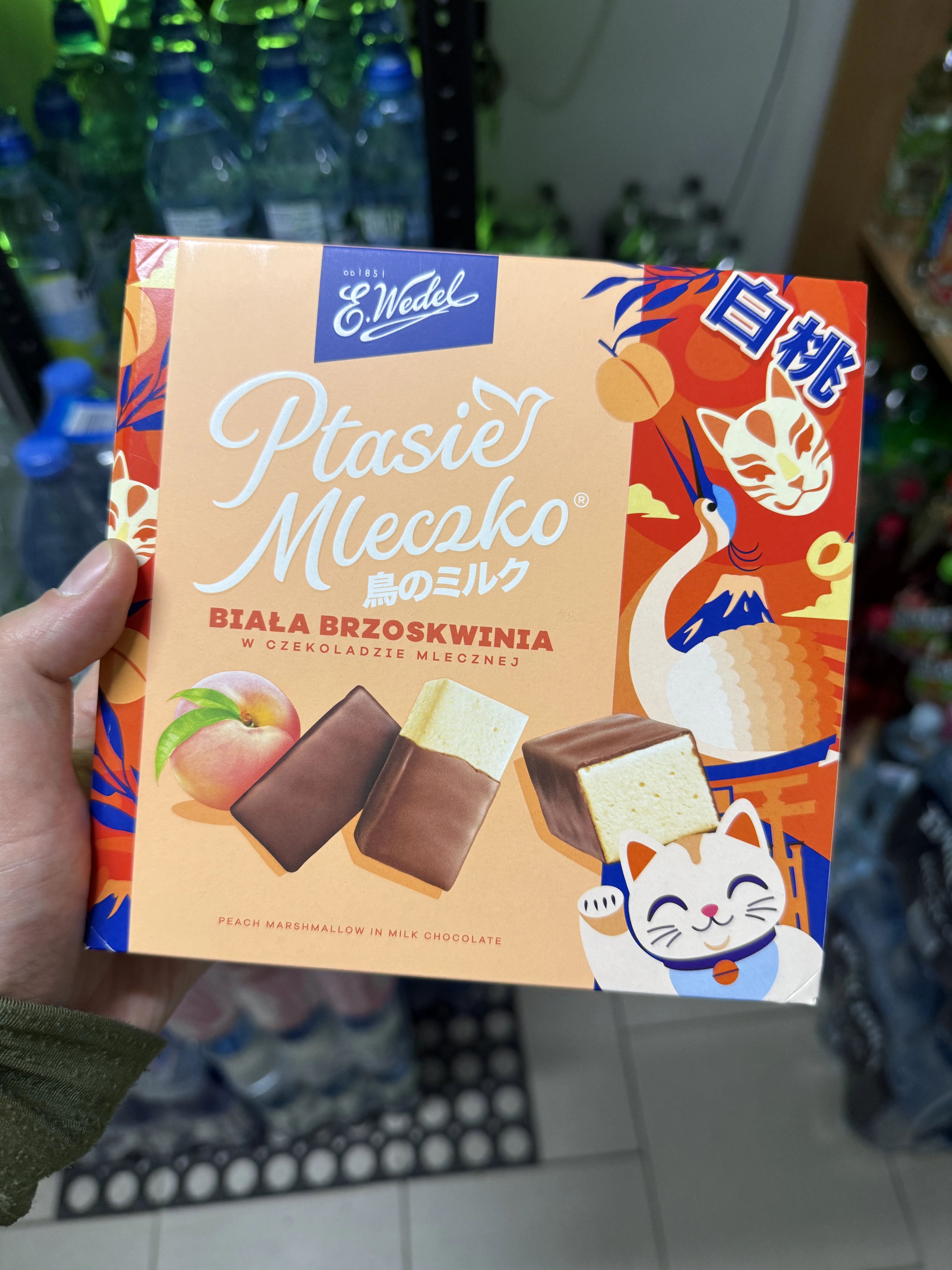 Ptasie Mleczko E. Wedel biała brzoskwinia w czekoladzie mlecznej | 340g