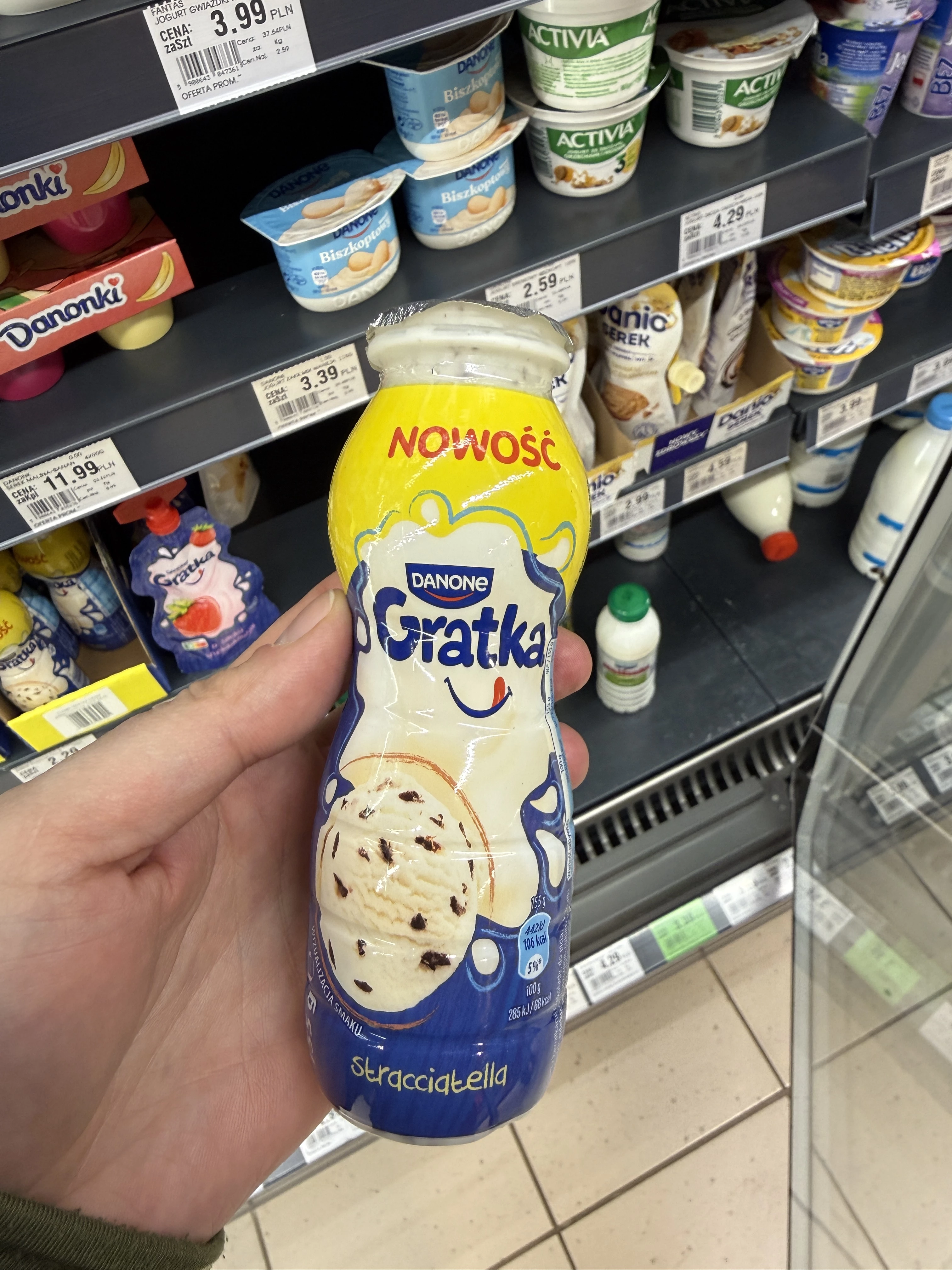 Danone Gratka jogurt pitny stracciatella | 155g