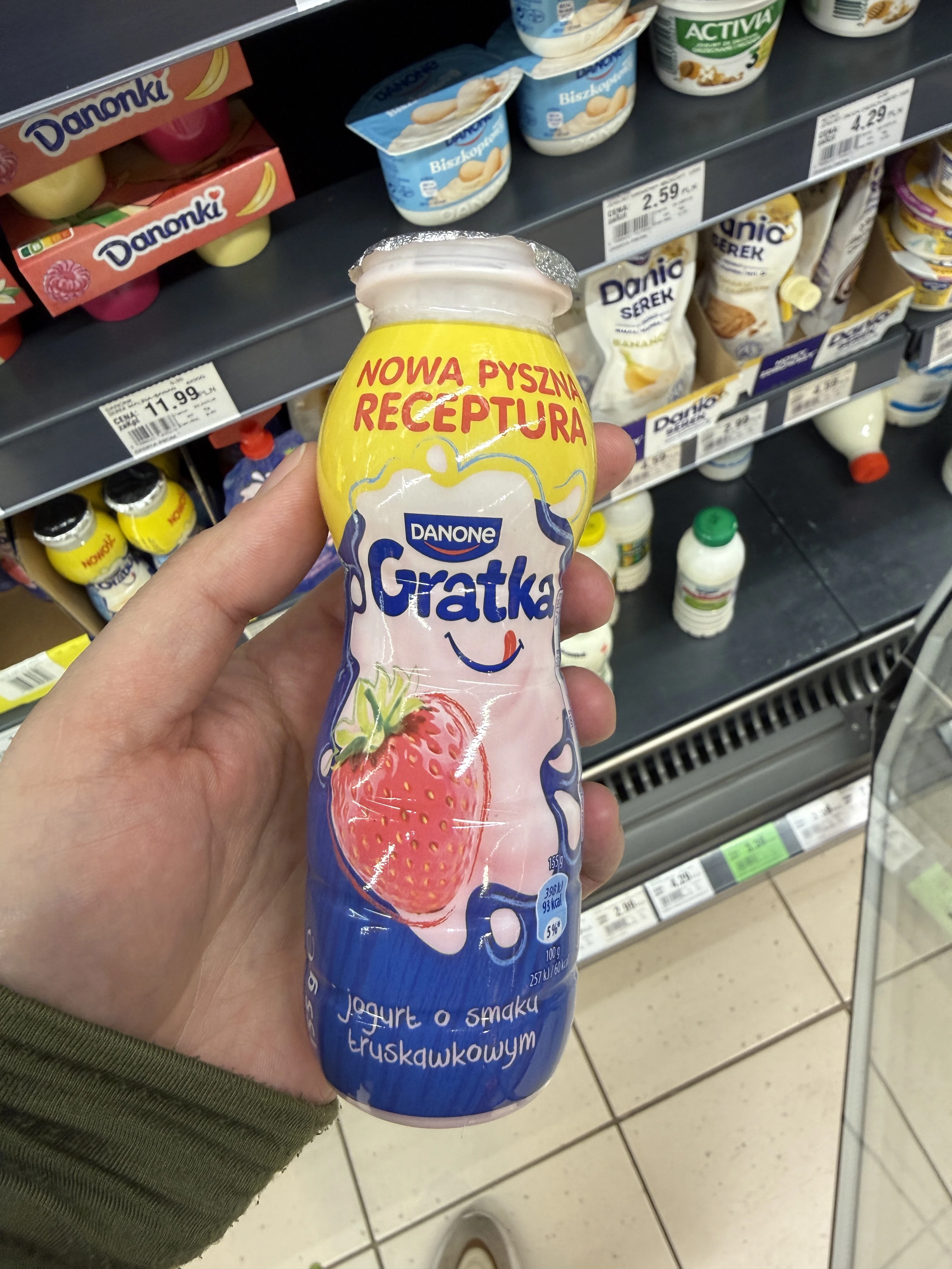 Danone Gratka jogurt pitny truskawkowy | 155g