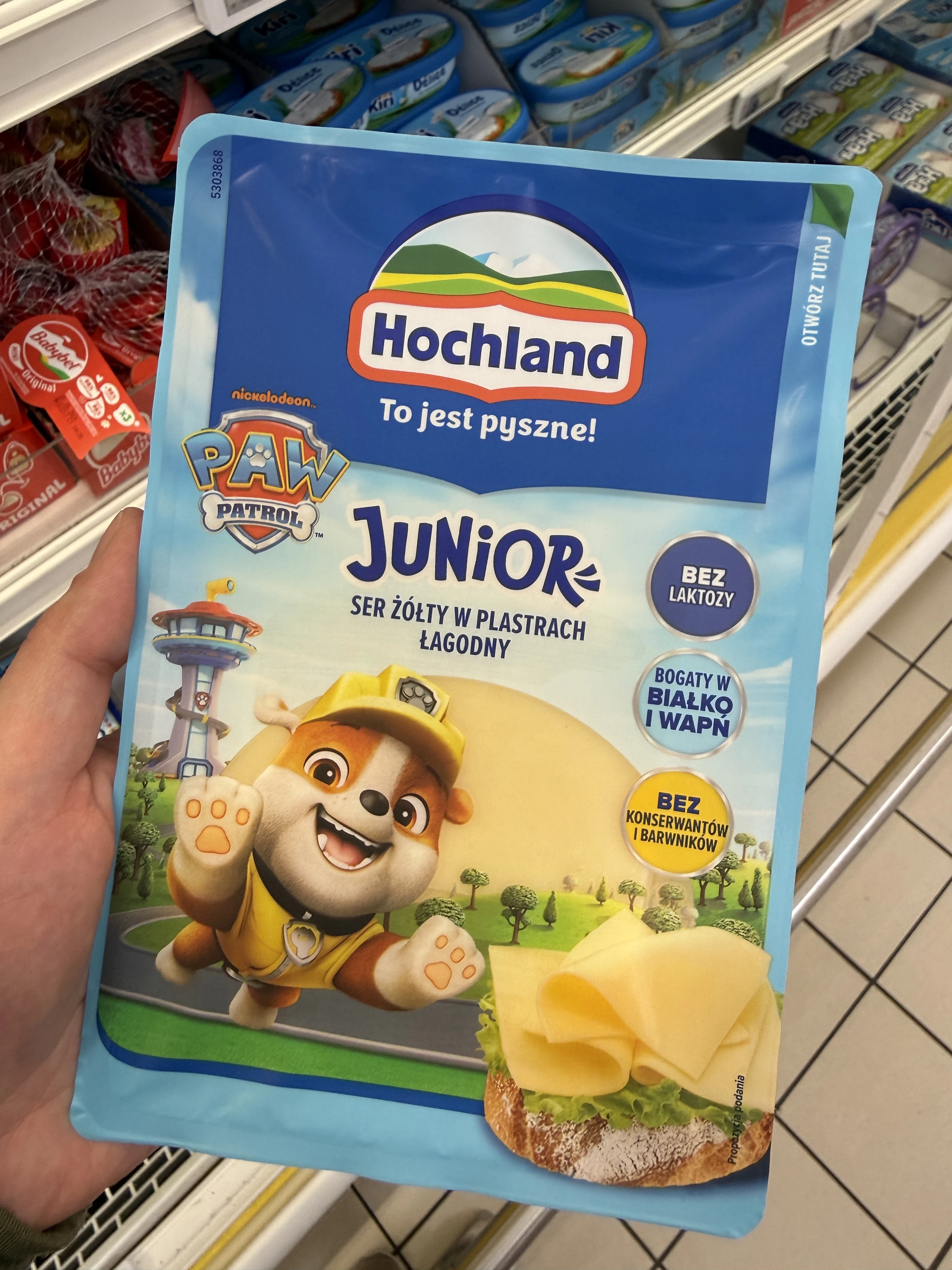 Hochland Junior Ser żółty w plastrach łagodny Psi Patrol (Rubble) | 135g