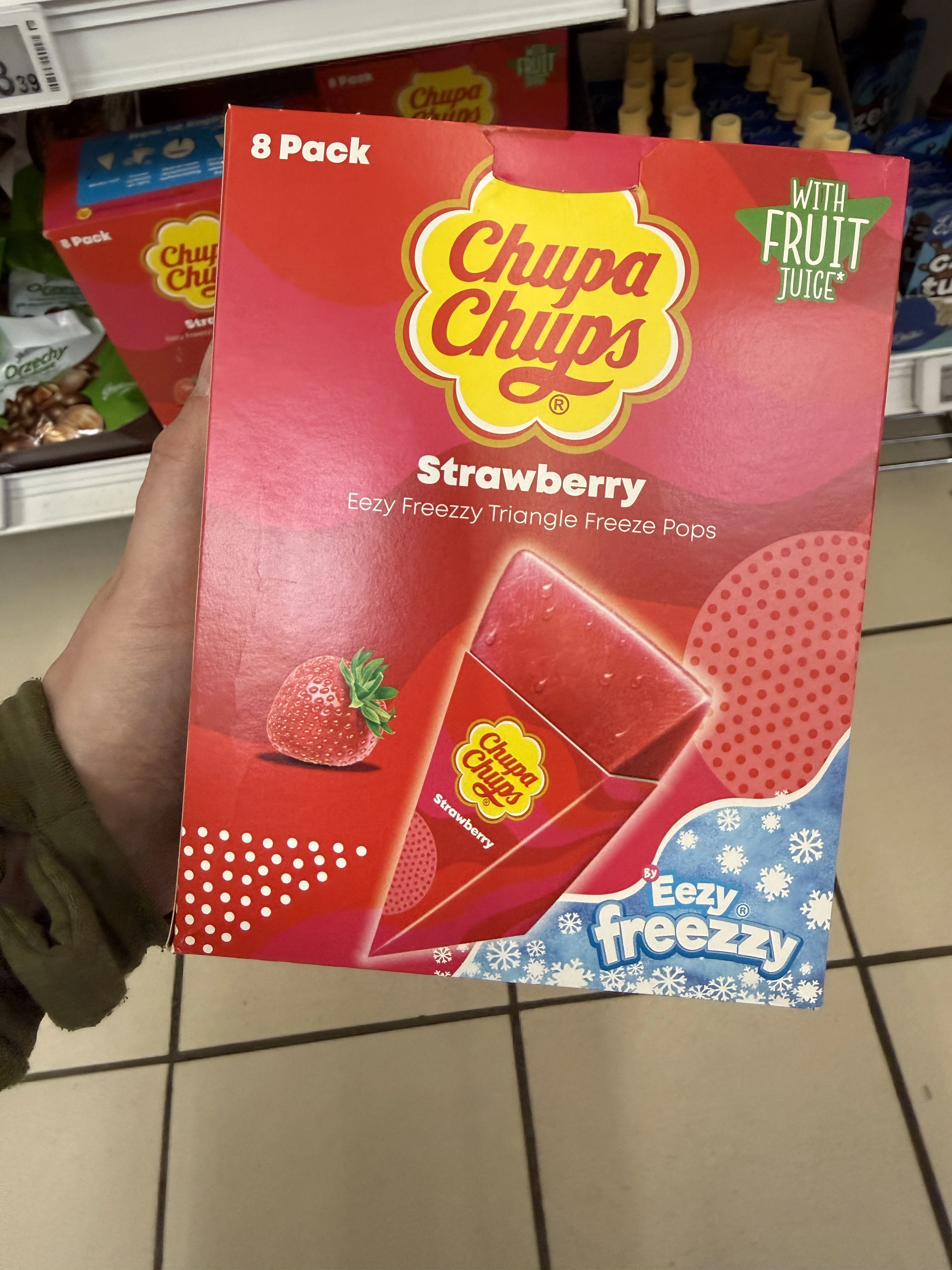 Chupa Chups Strawberry Eezy Freezzy Triangle Freeze Pops 8 Pack | 496ml