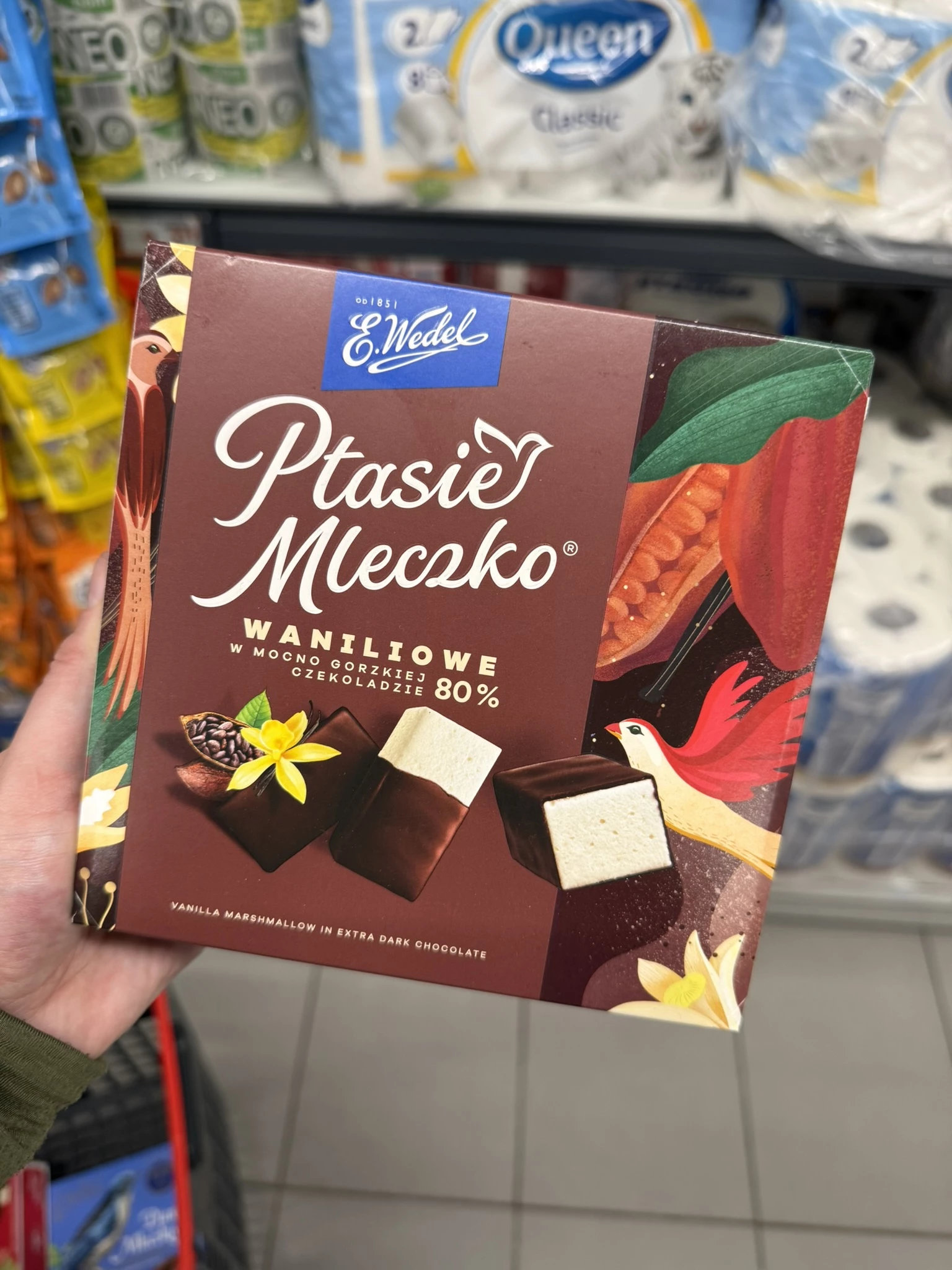 E. Wedel Ptasie Mleczko Waniliowe w mocno gorzkiej czekoladzie 80% | 340g