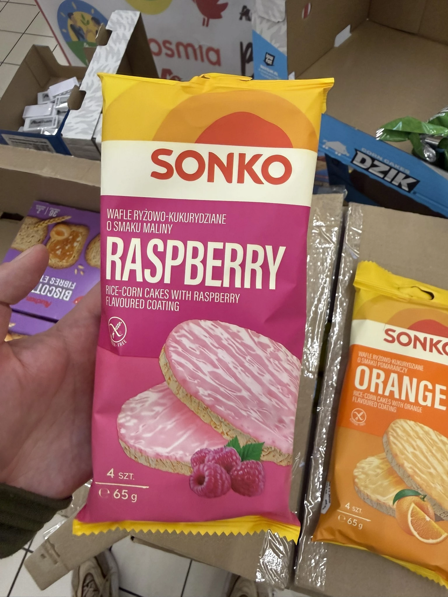 Sonko Wafle ryżowo-kukurydziane o smaku maliny | 65g