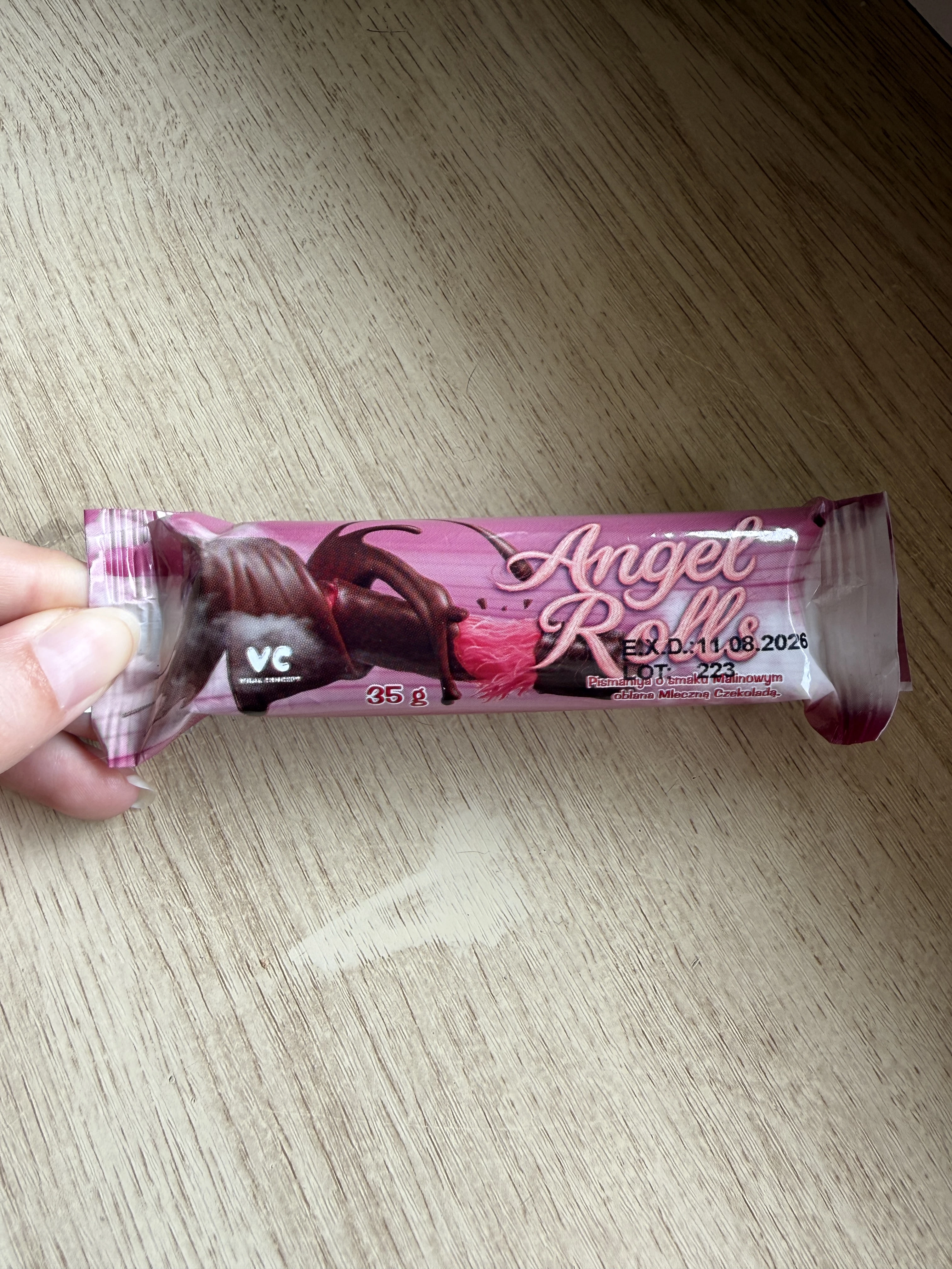 Angel Rolls Pismaniye o smaku malinowym w mlecznej czekoladzie | 35 g