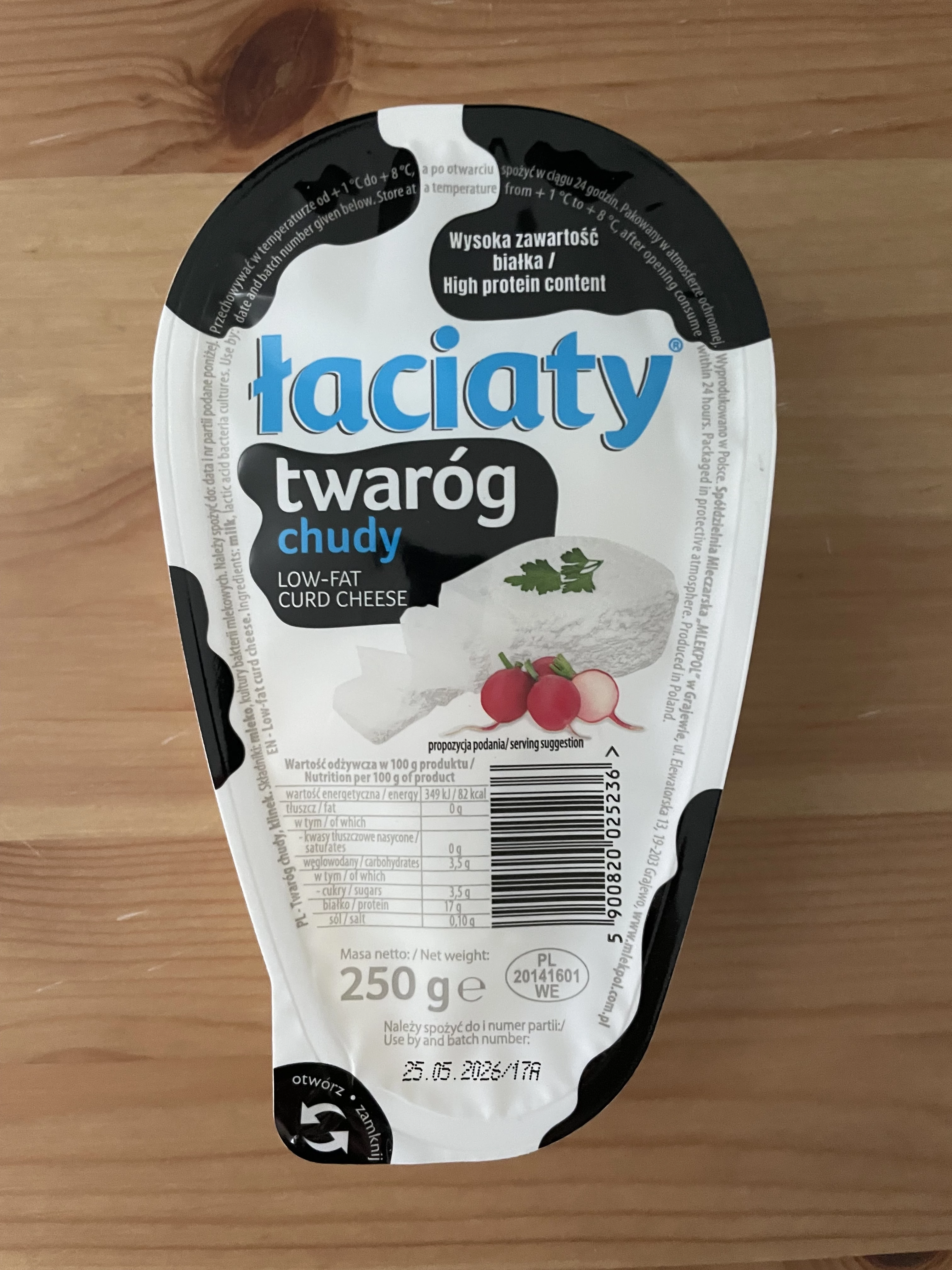 Łaciaty Twaróg chudy klinek | 250g