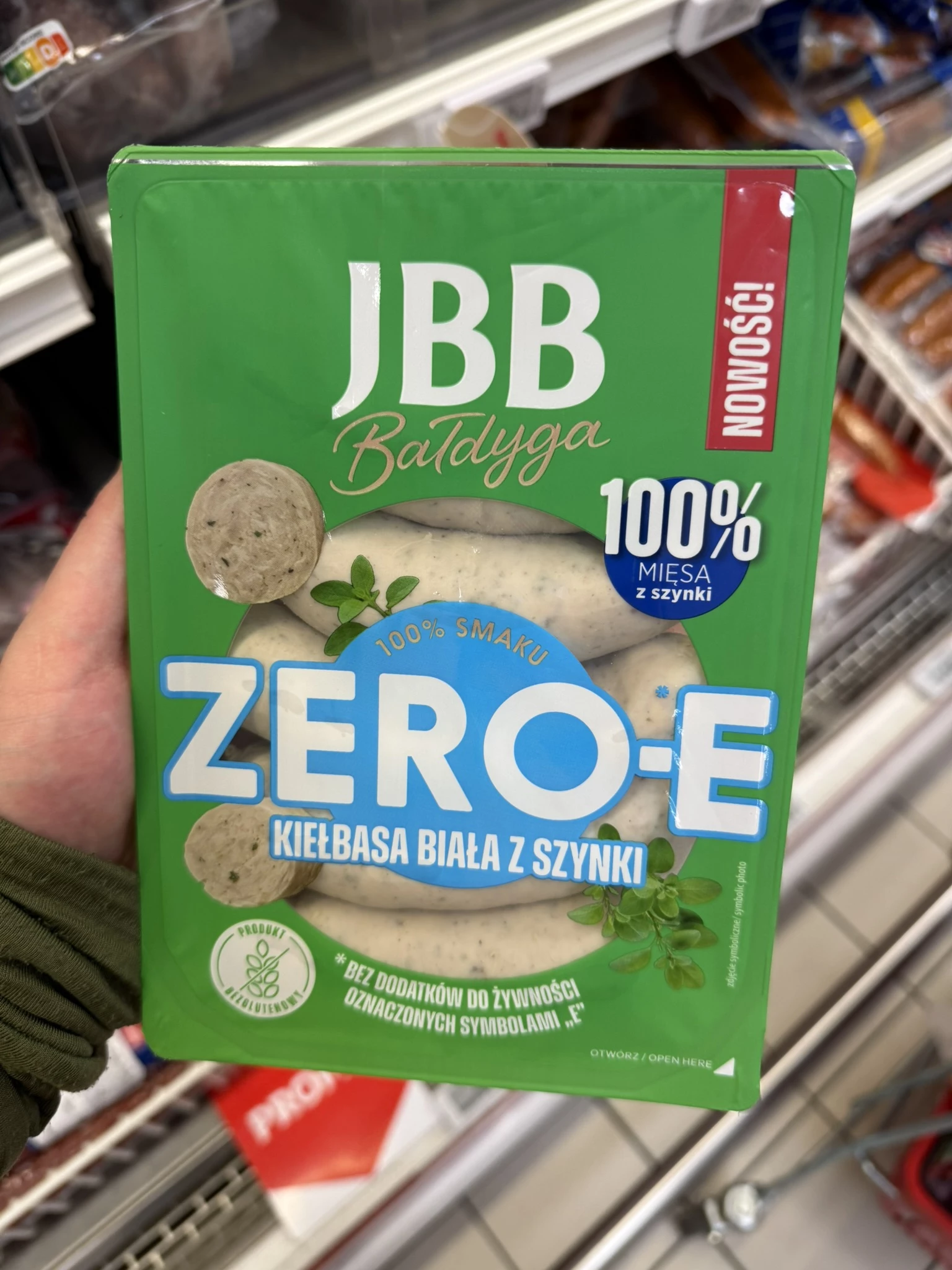 JBB Bałdyga Zero-E Kiełbasa biała z szynki | 350g