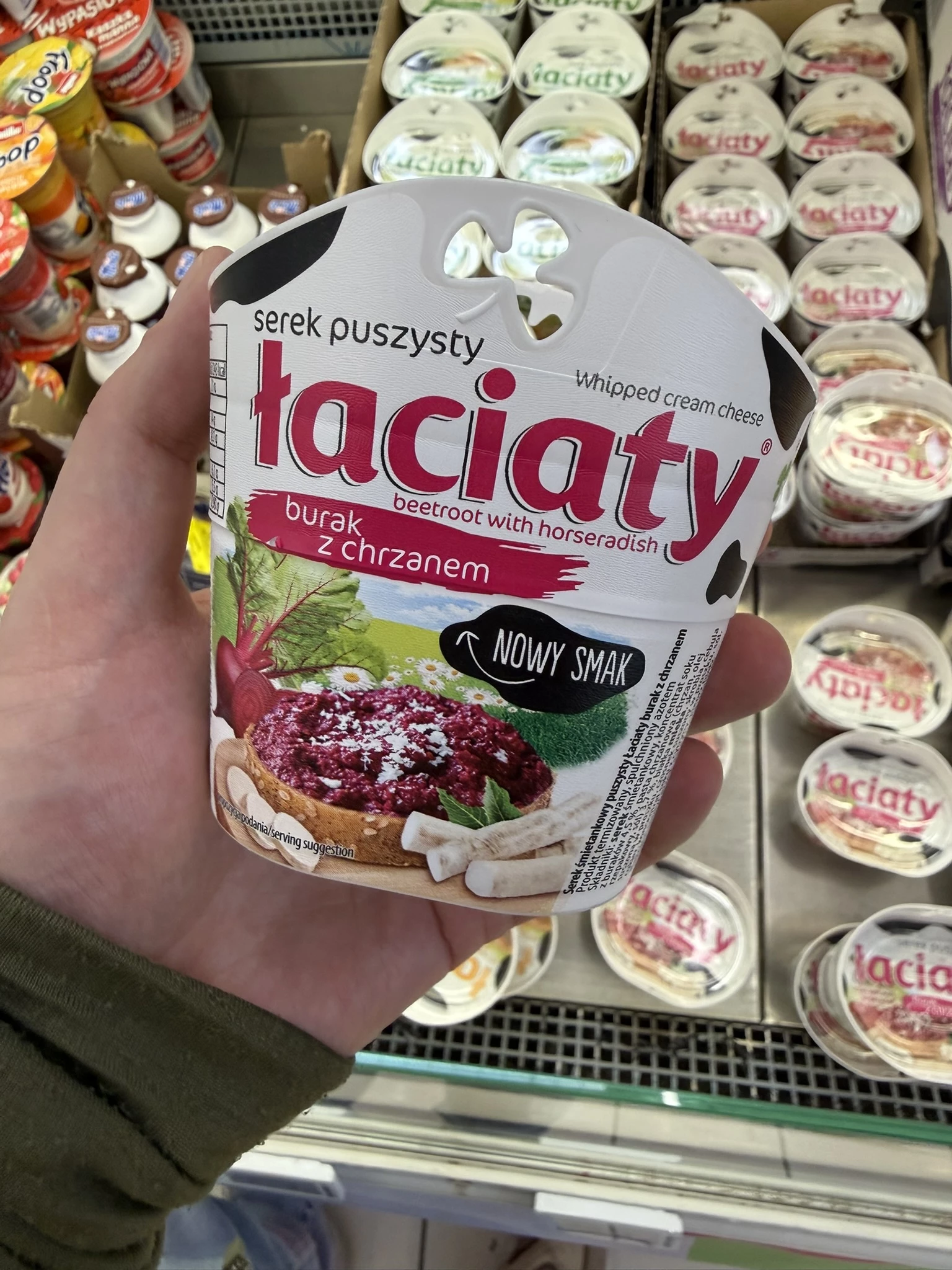 Łaciaty Serek puszysty burak z chrzanem | 150g