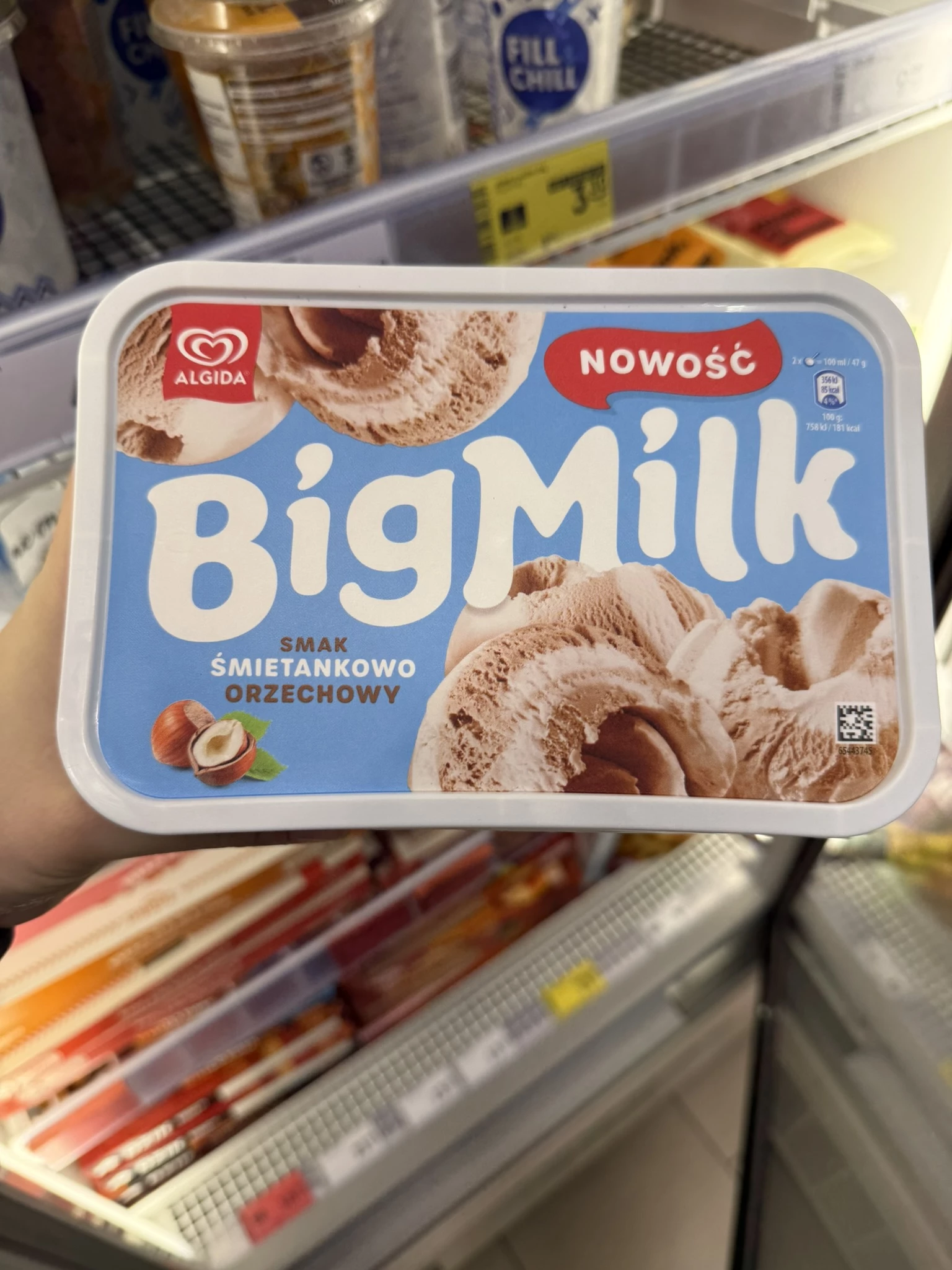 Big Milk lody smak śmietankowo orzechowy | 900ml