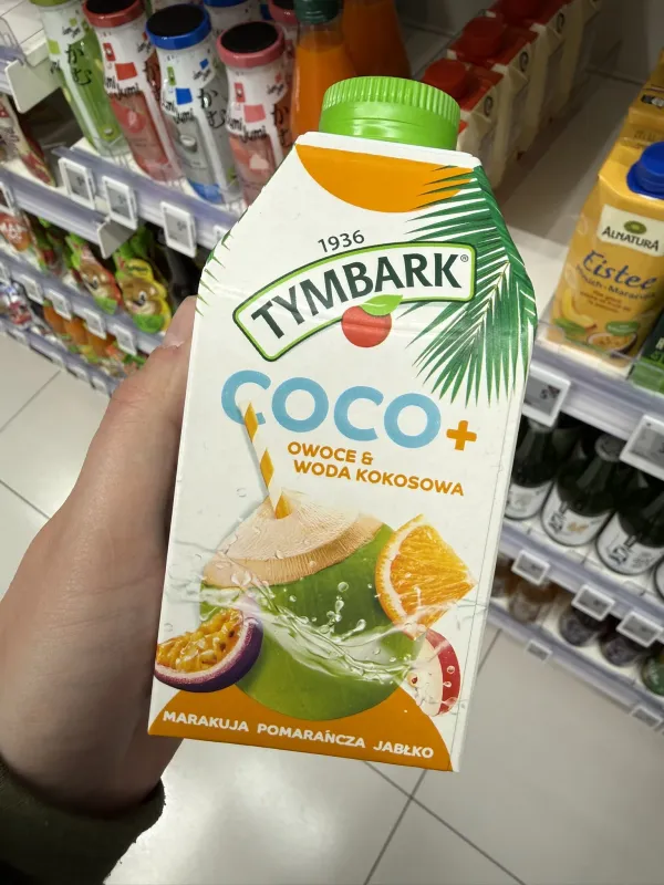 Tymbark Coco+ Woda kokosowa jabłko-pomarańcza-marakuja | 500ml