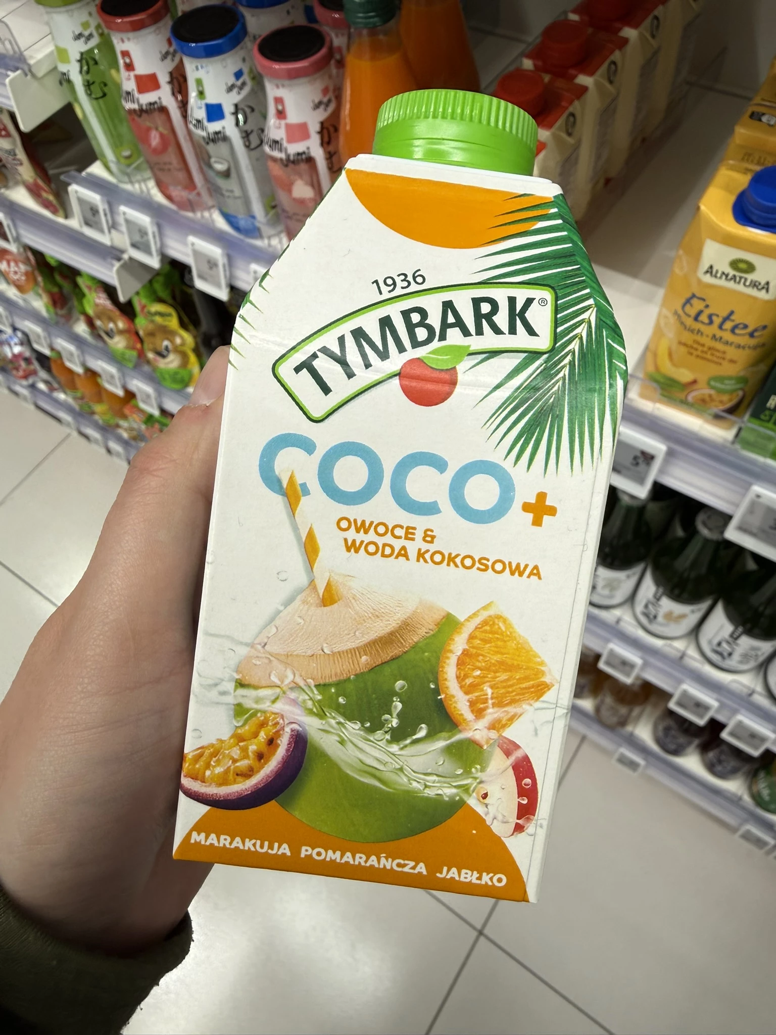 Tymbark Coco+ Woda kokosowa jabłko-pomarańcza-marakuja | 500ml
