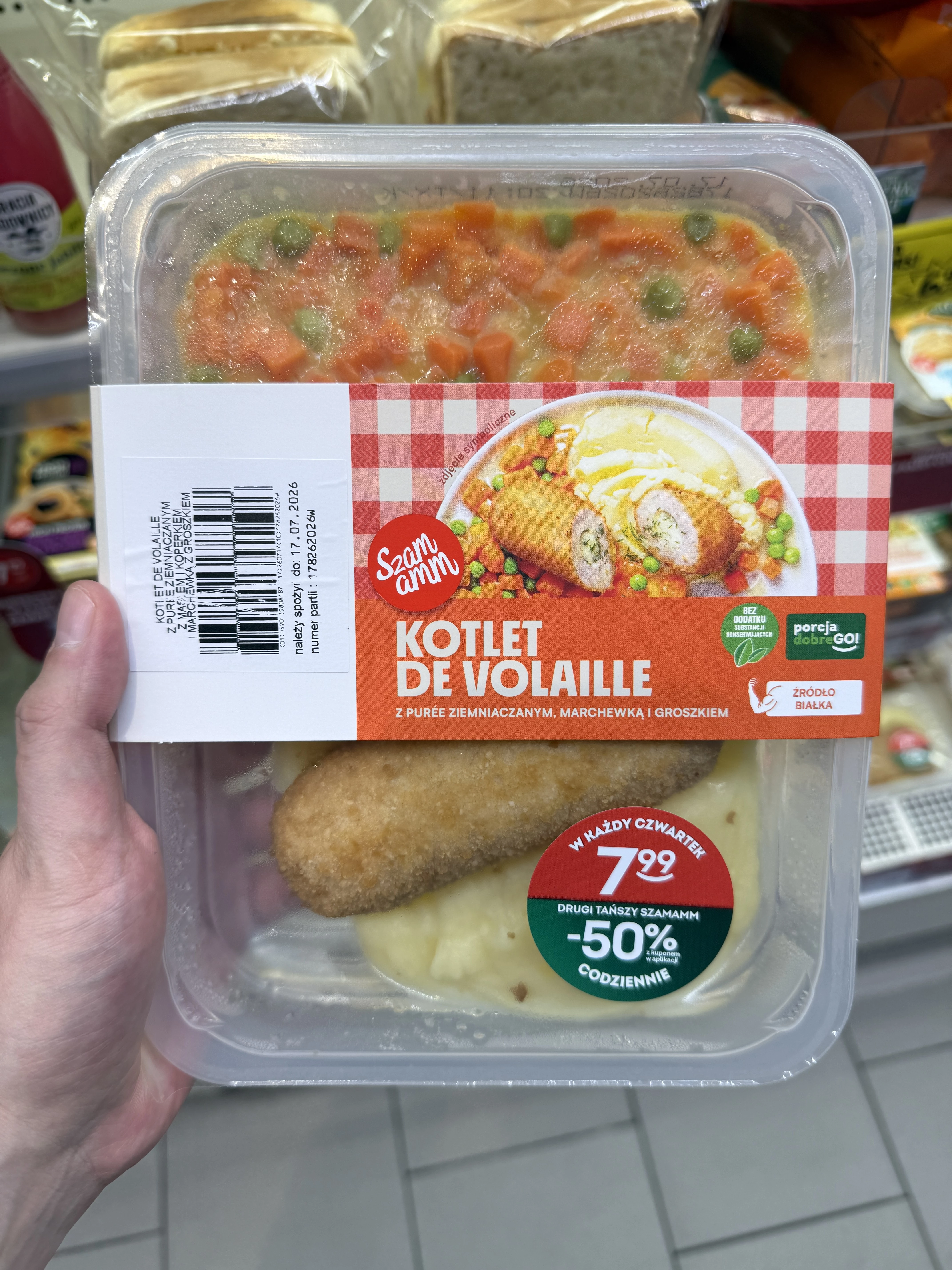 Szamamm Kotlet de Volaille z purée ziemniaczanym, marchewką i groszkiem | 400g