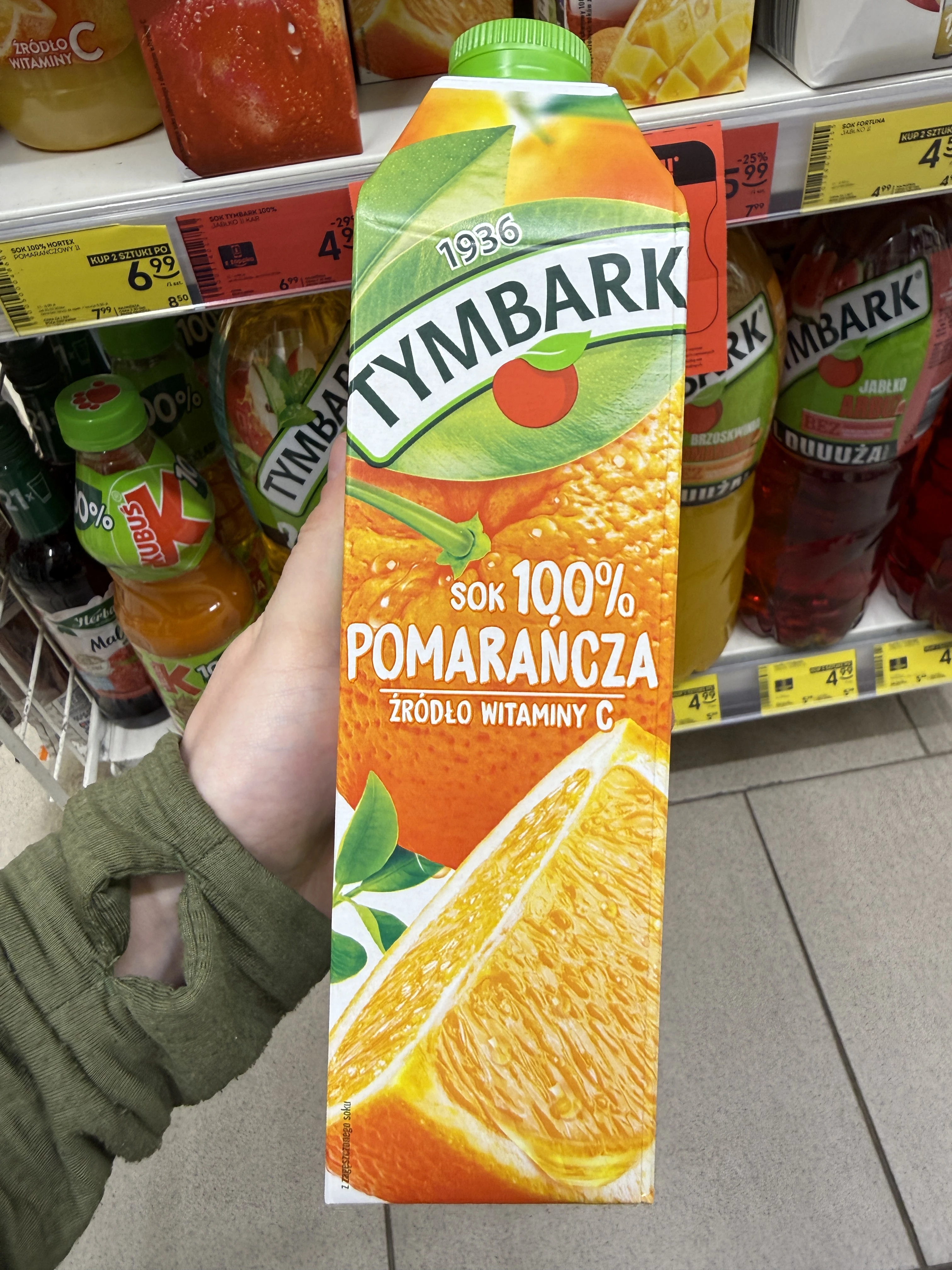 Tymbark Sok Pomarańczowy 100% | 1000ml