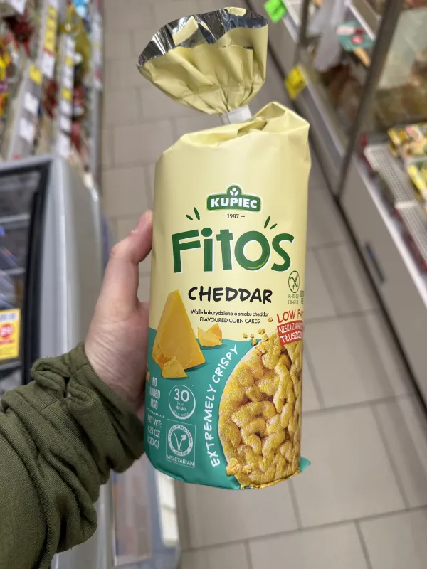 Kupiec Fitos Wafle kukurydziane o smaku cheddar | 120g