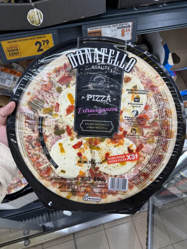 Pizza Extravaganzza boczek i mozzarella Donatello | 600g