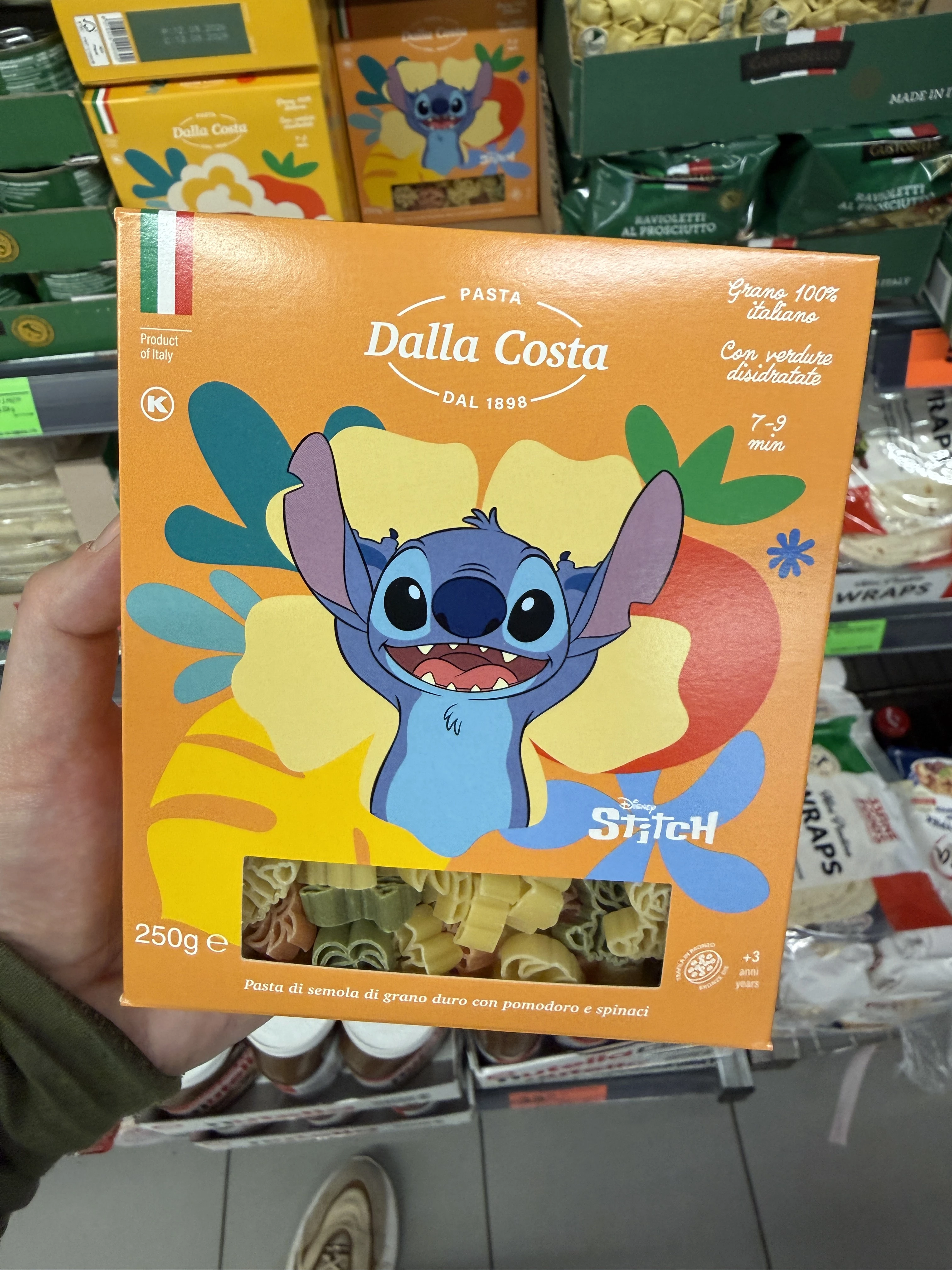 Dalla Costa Disney Lilo & Stitch Pasta Tricolore con Pomodoro e Spinaci | 250g