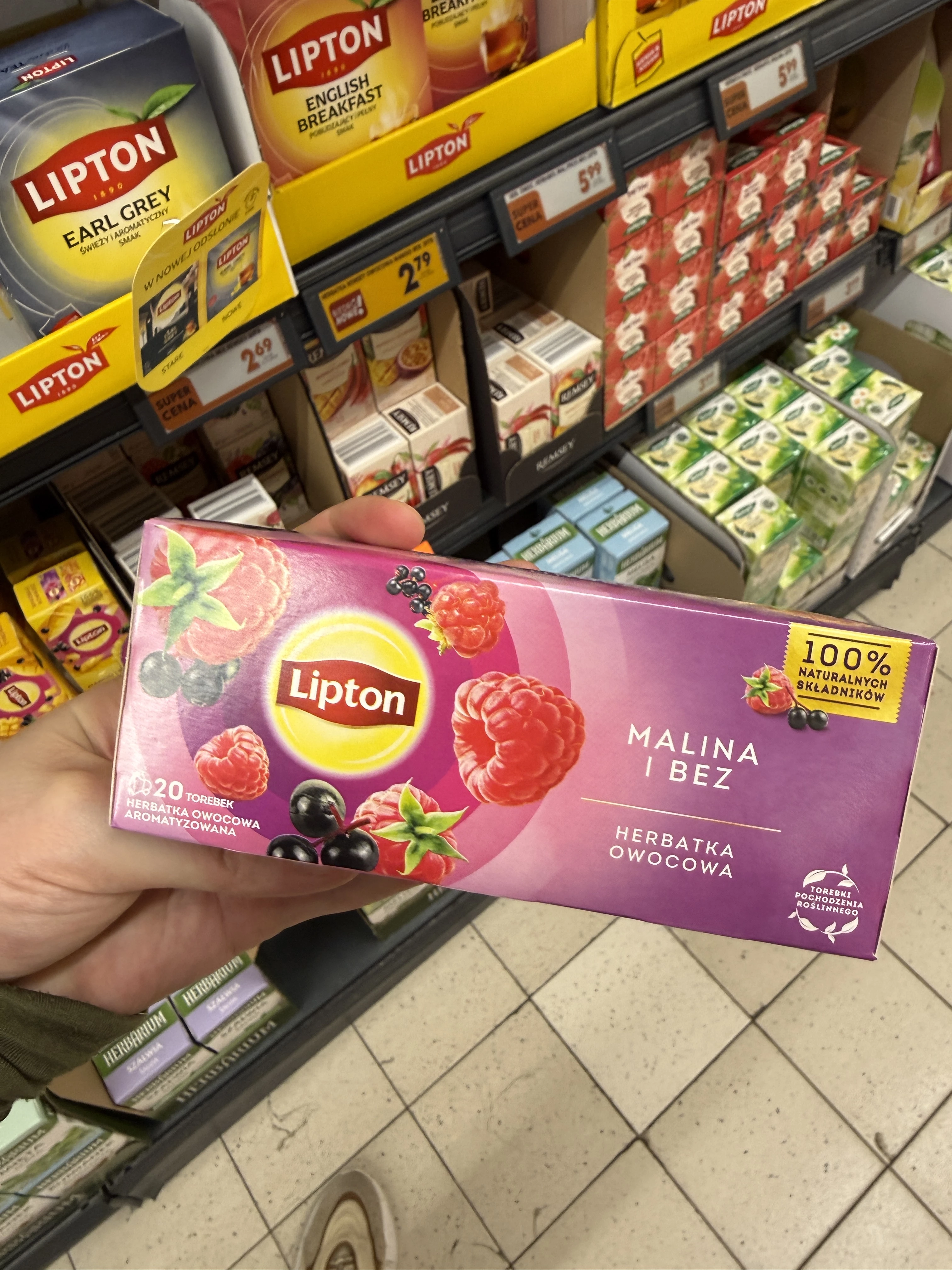 Lipton Herbatka Owocowa Malina i Bez 20 torebek | 32g
