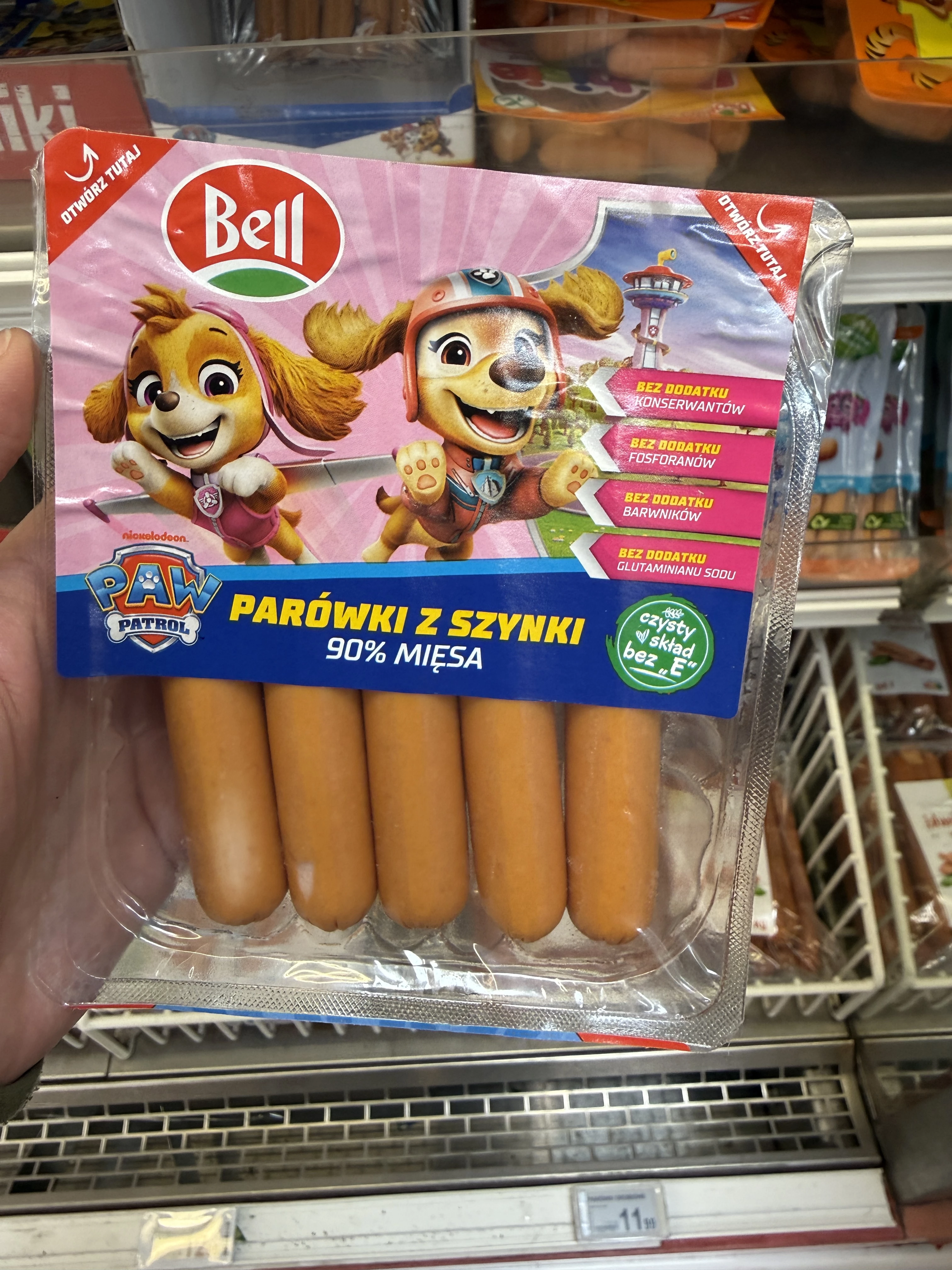 Bell Psi Patrol Parówki z szynki (różowa etykieta, Skye) | 130g