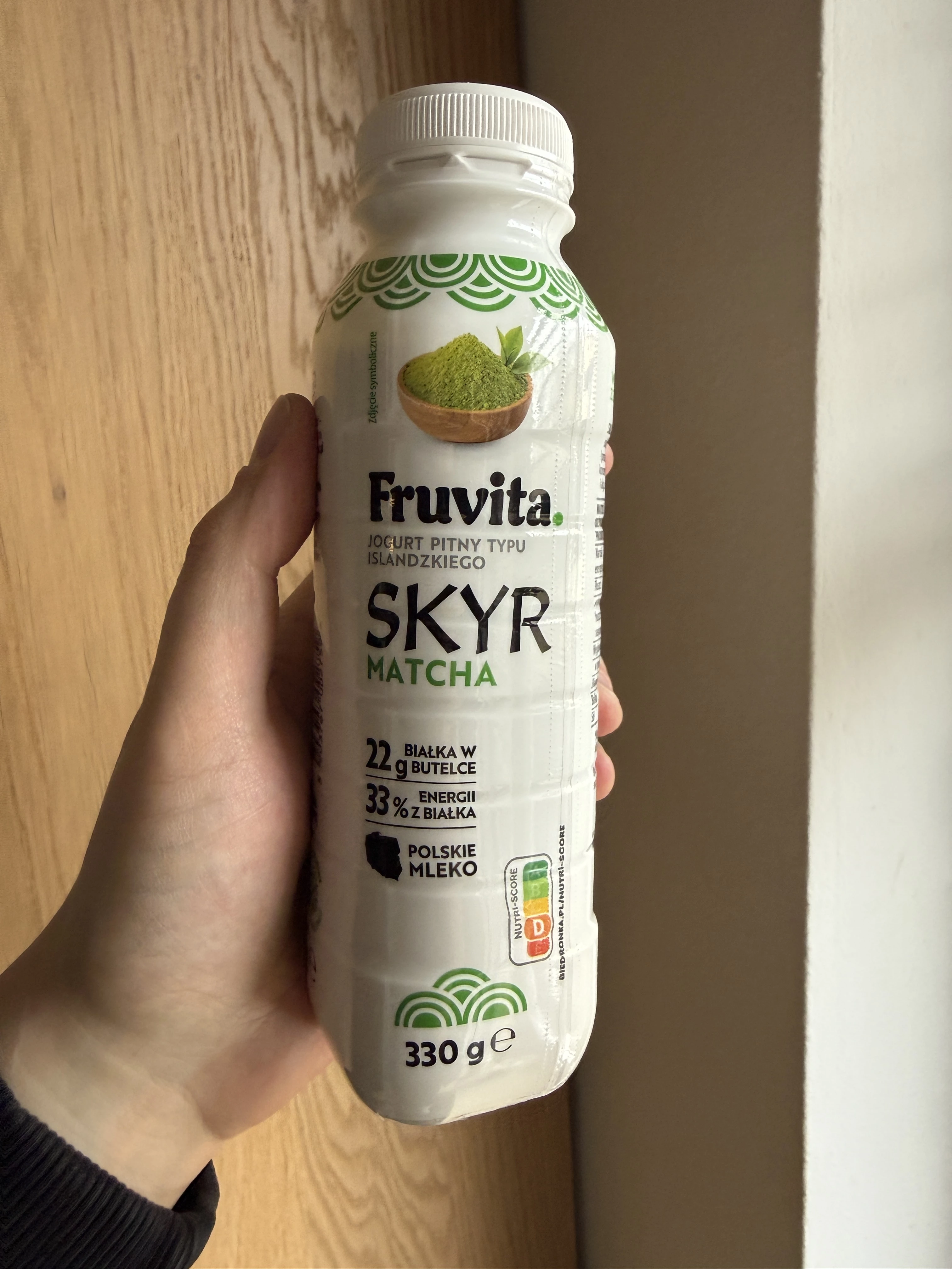 Fruvita Skyr – jogurt pitny wysokobiałkowy z zieloną herbatą Matcha | 330g