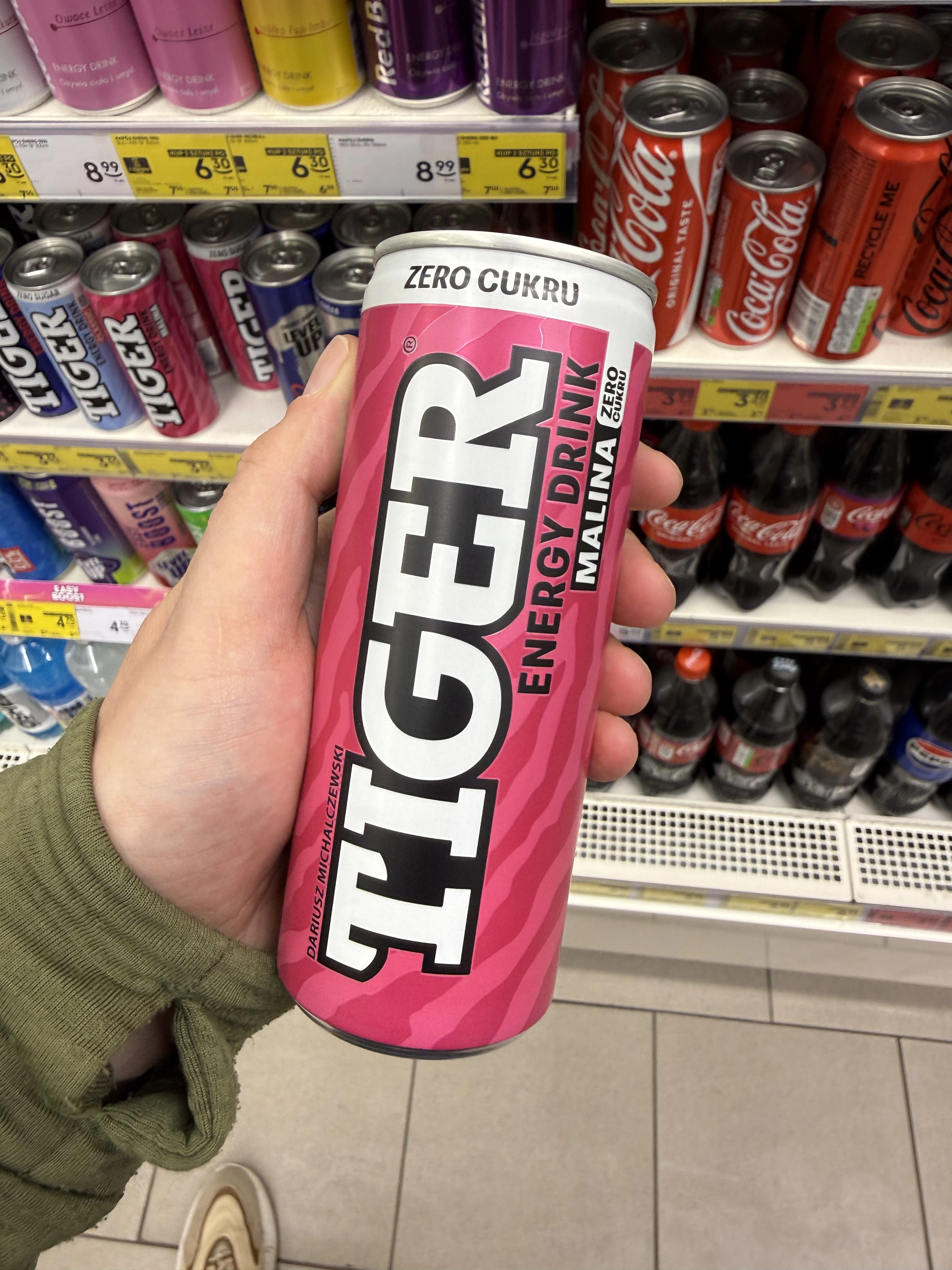 Tiger Energy Drink Raspberry Zero Sugar / Tiger Energy Drink Malina Zero Cukru | 250ml