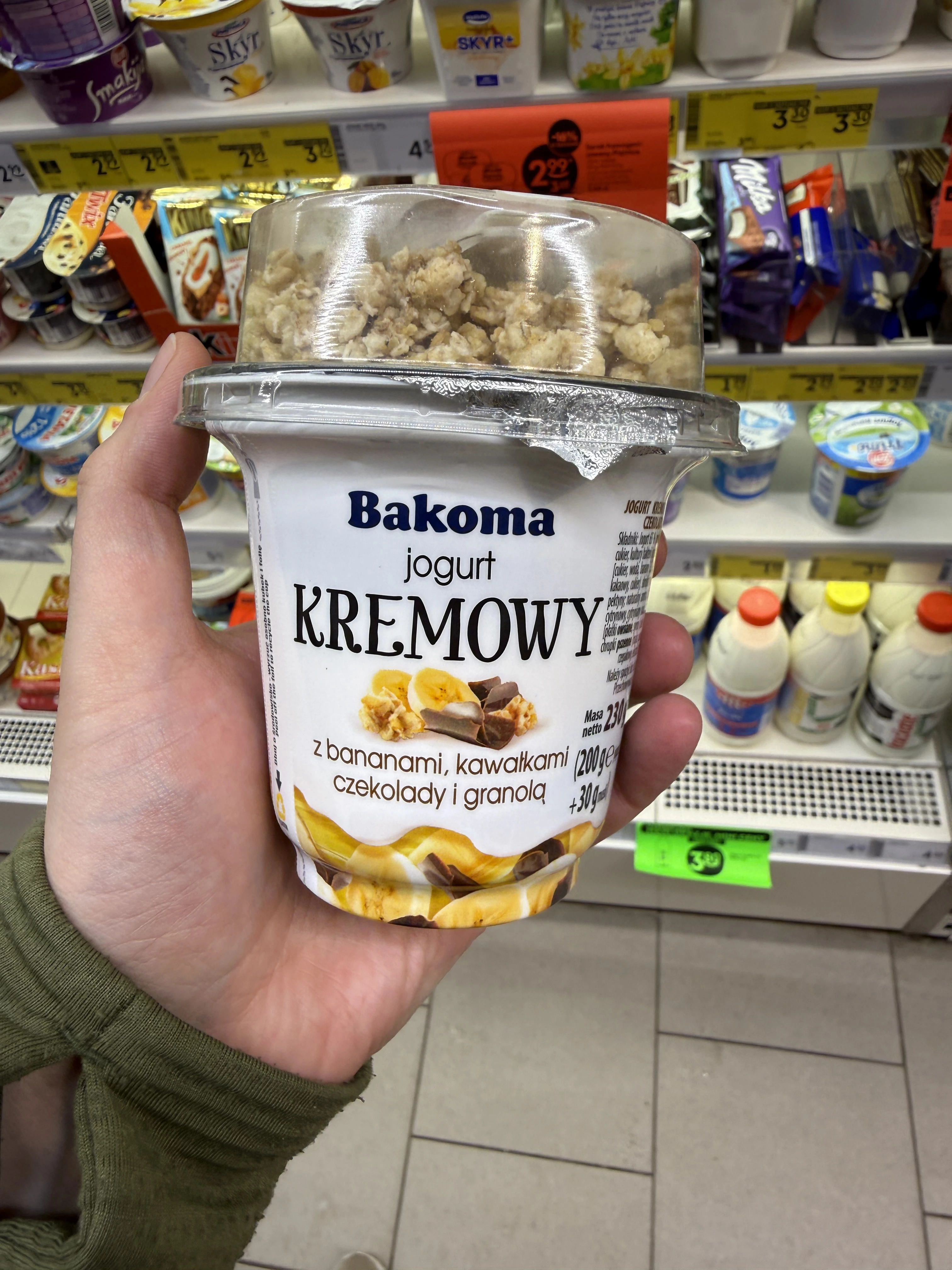Bakoma Jogurt Kremowy z bananami kawałkami czekolady i granolą | 230g
