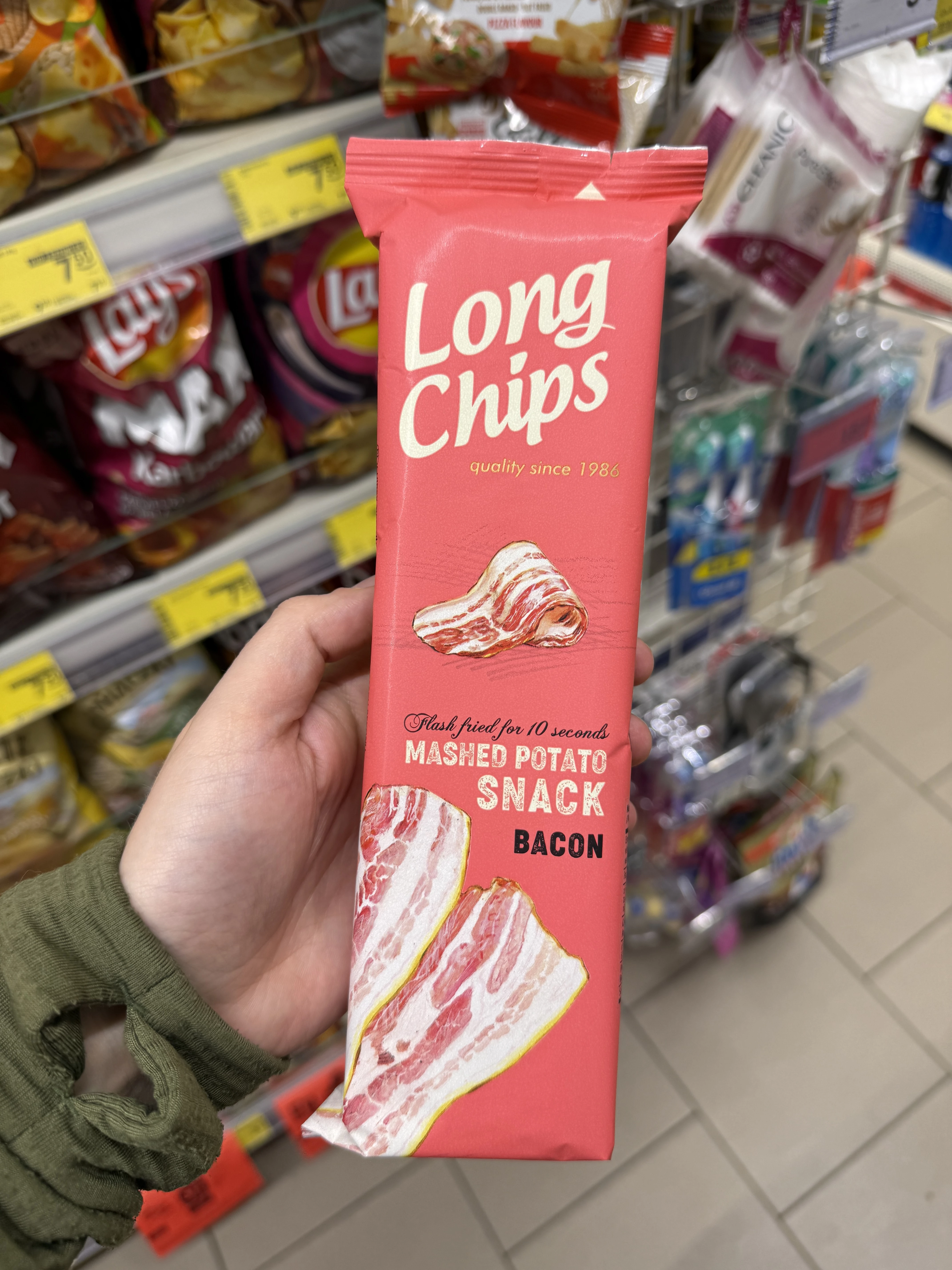 Long Chips Mashed Potato Snack Bacon | 75g