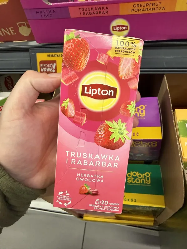 Lipton Herbatka owocowa truskawka i rabarbar 20 torebek | 32g