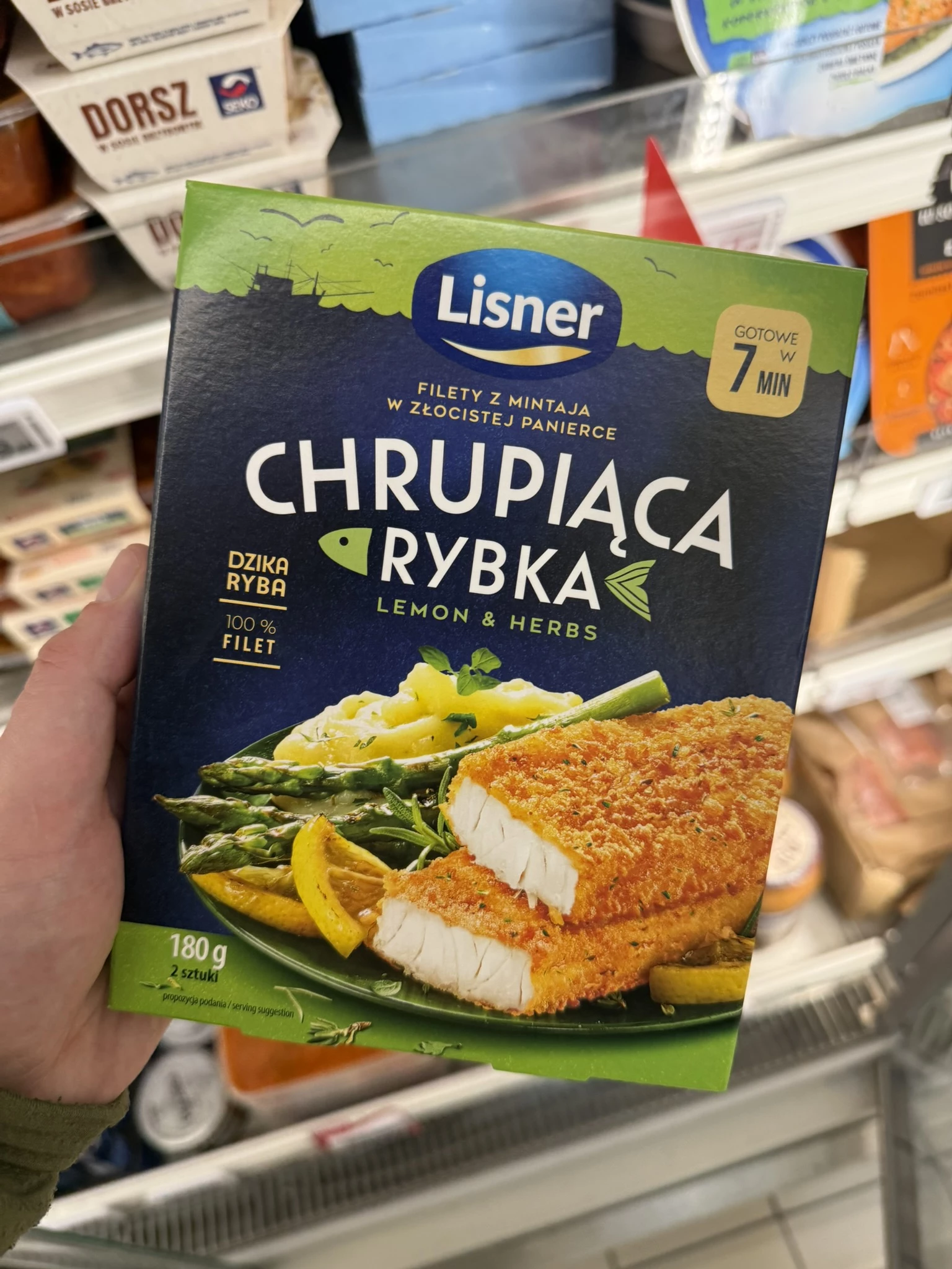 Lisner Chrupiąca Rybka Lemon & Herbs filety z mintaja w złocistej panierce | 180g