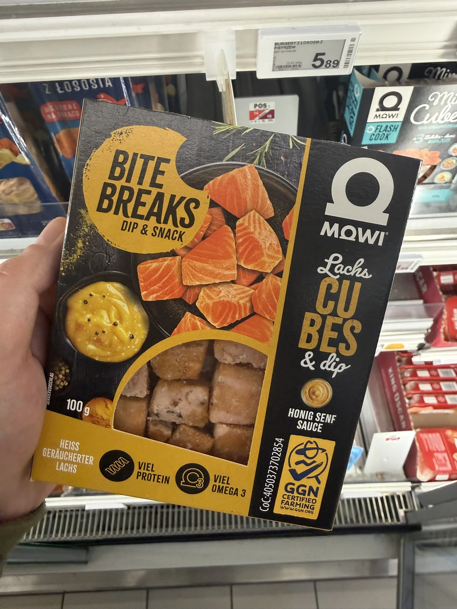 Mowi Bite Breaks Lachs Cubes & Dip | 100g