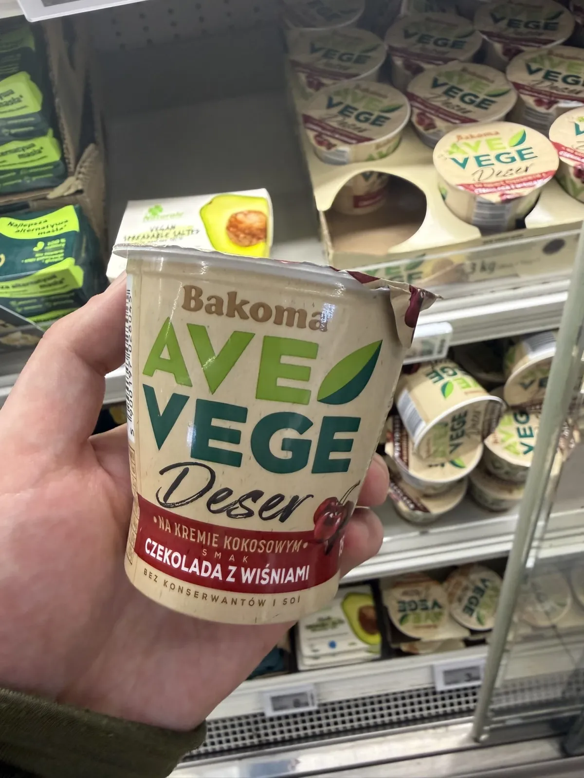Bakoma Ave Vege Deser na kremie kokosowym smak czekolada z wiśniami | 150g