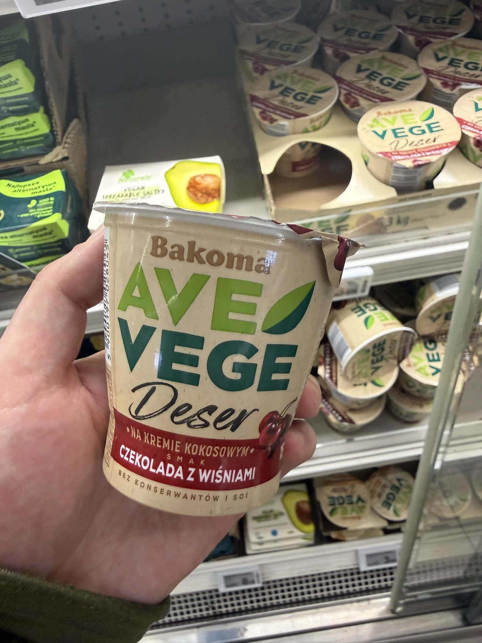 Bakoma Ave Vege Deser na kremie kokosowym smak czekolada z wiśniami | 150g