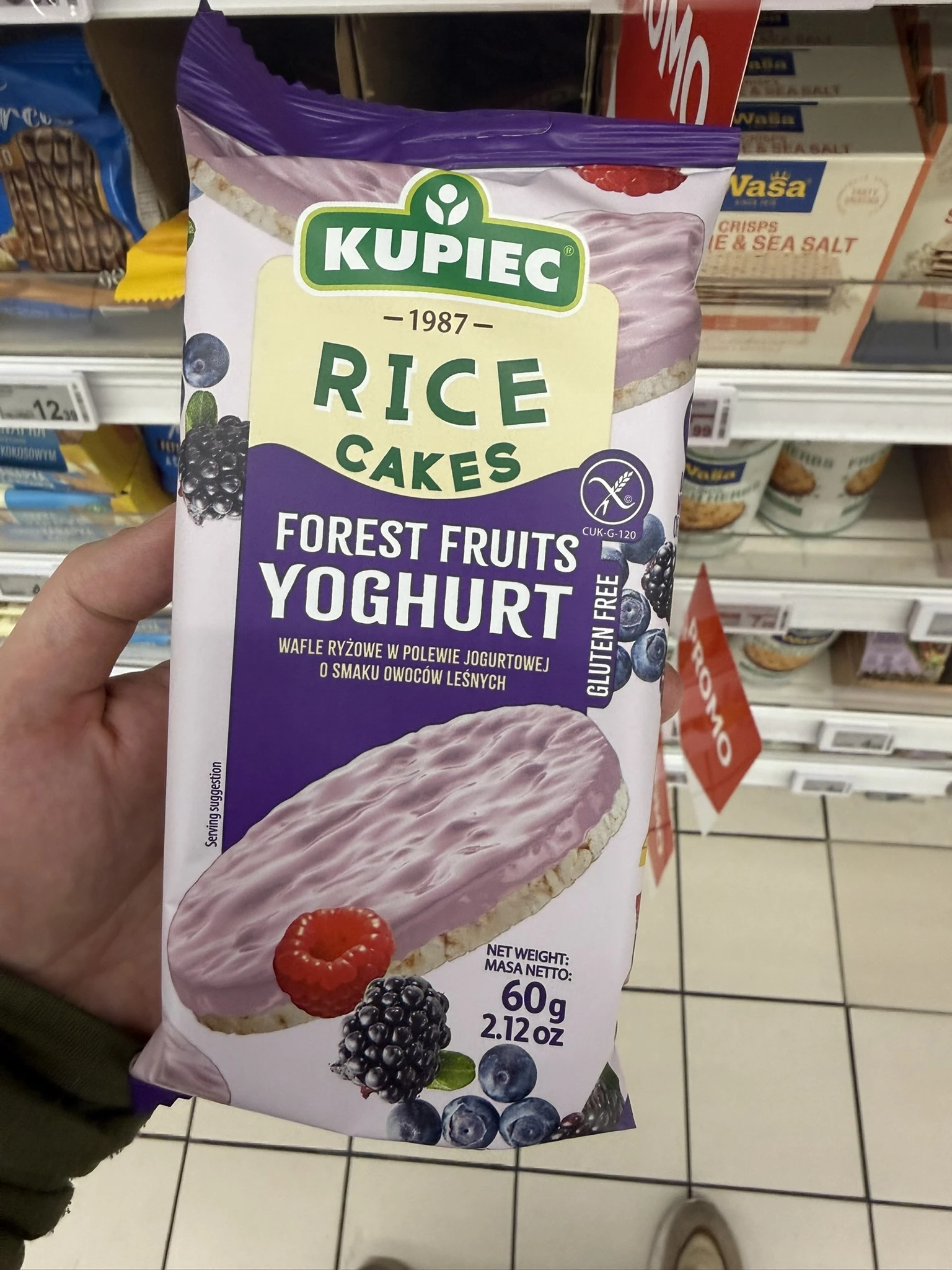 Kupiec Wafle ryżowe w polewie jogurtowej o smaku owoców leśnych | 60g
