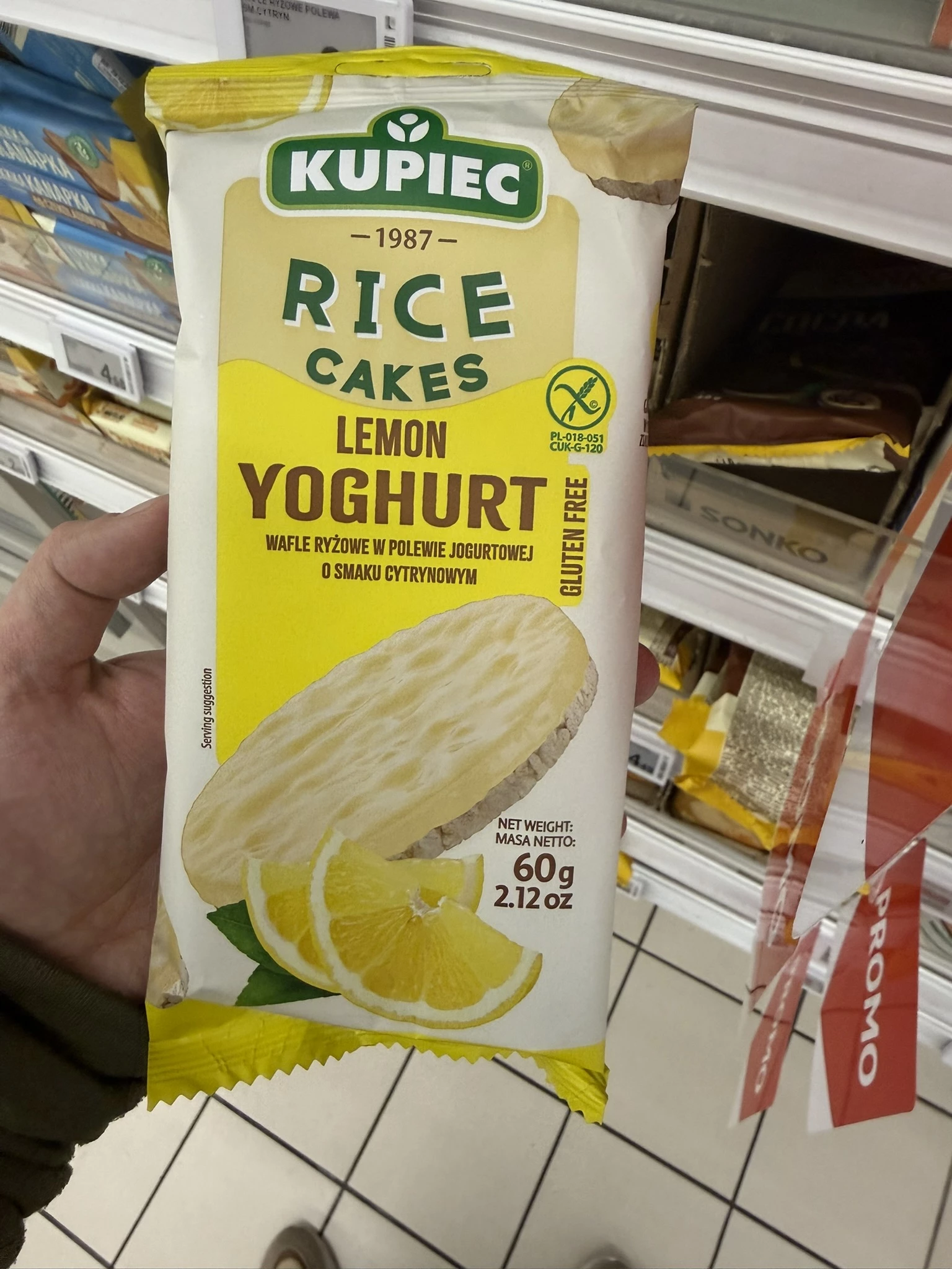 Wafle ryżowe w polewie jogurtowej o smaku cytrynowym | 60g